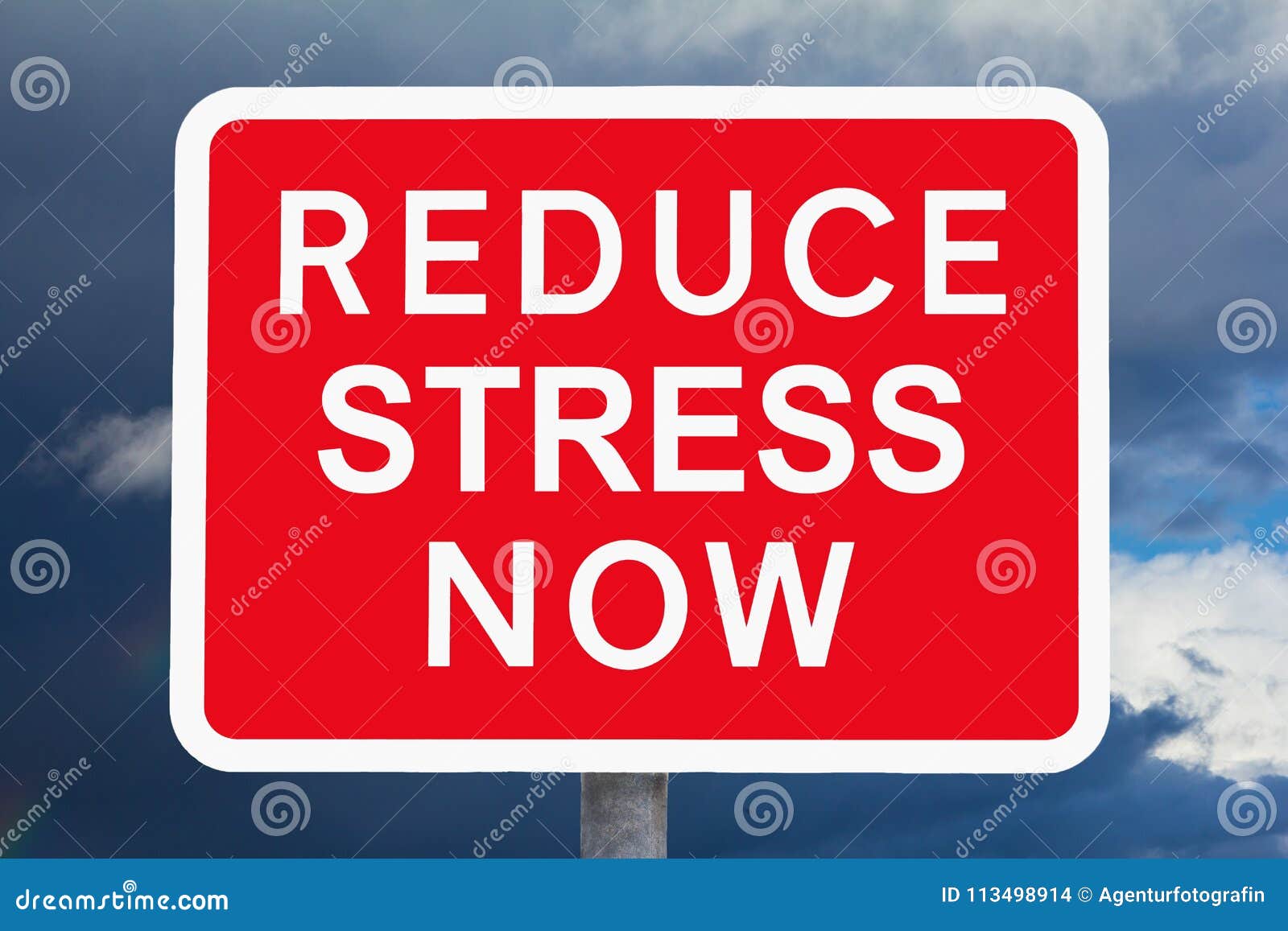 Warning Sign REDUCE STRESS NOW Stock Photo - Image of sign, traffic