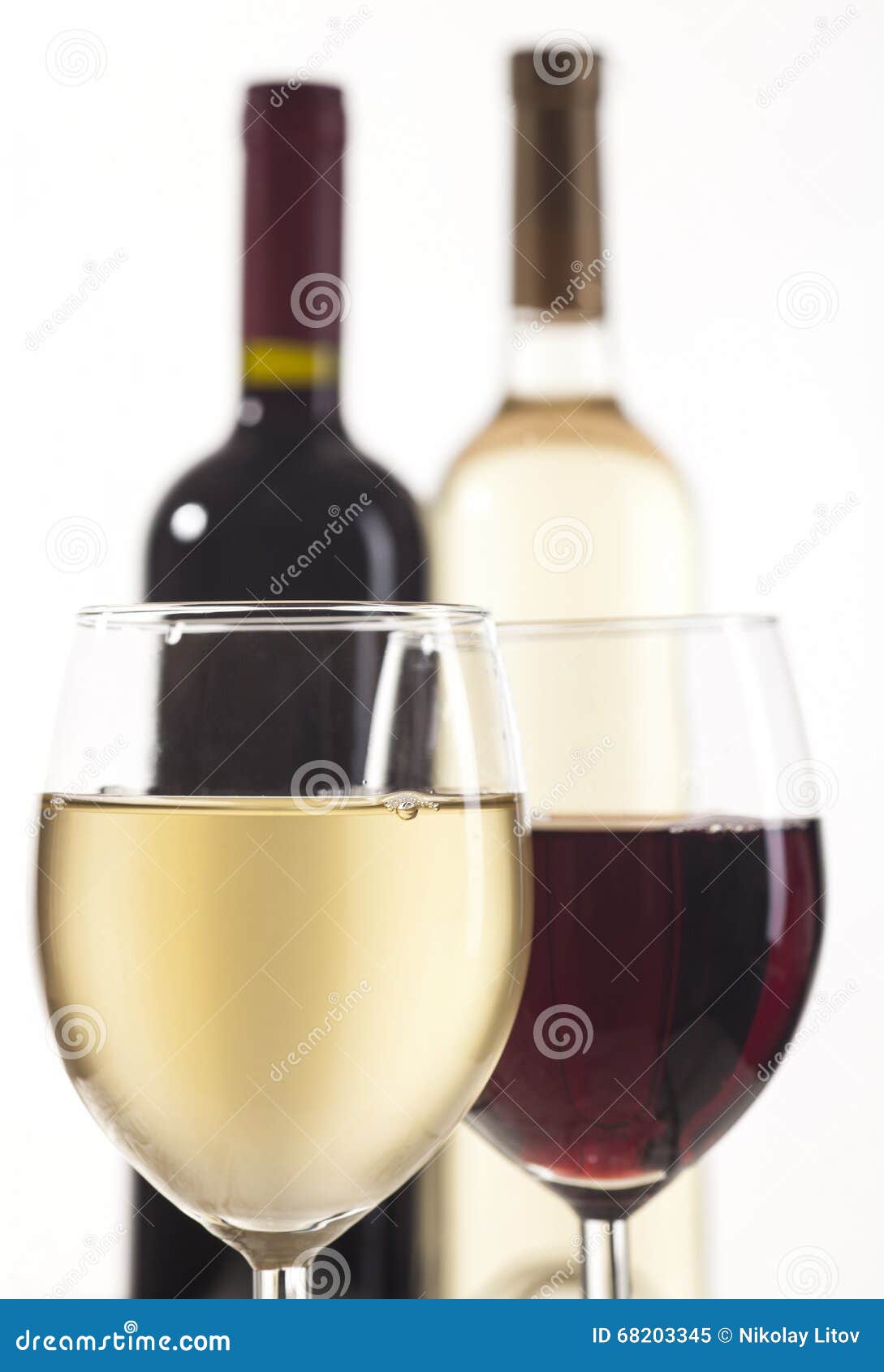 Red and White Wine Bottles with Glasses Stock Image Image of closeup