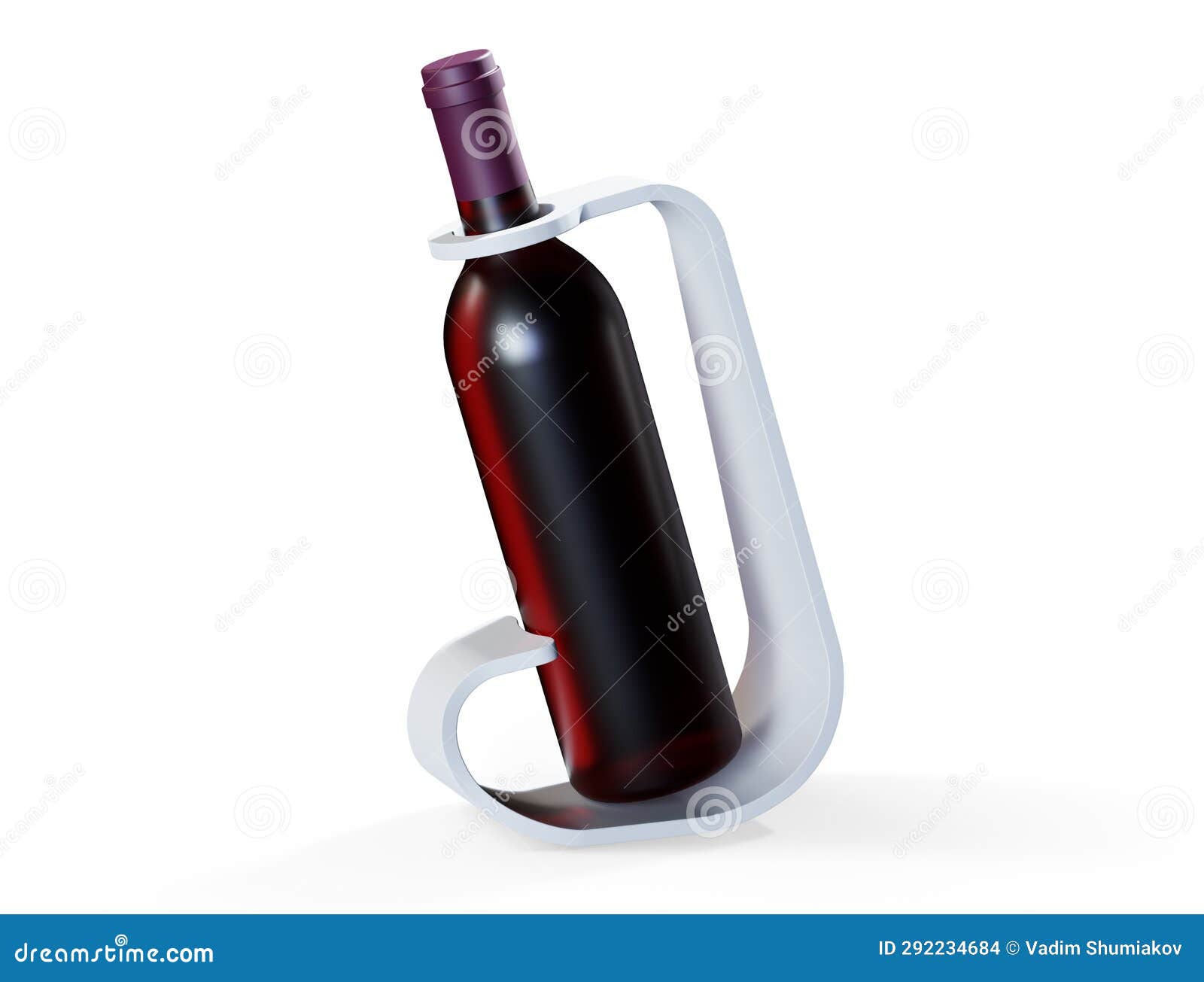 red wine blank bottles with labels 3d render