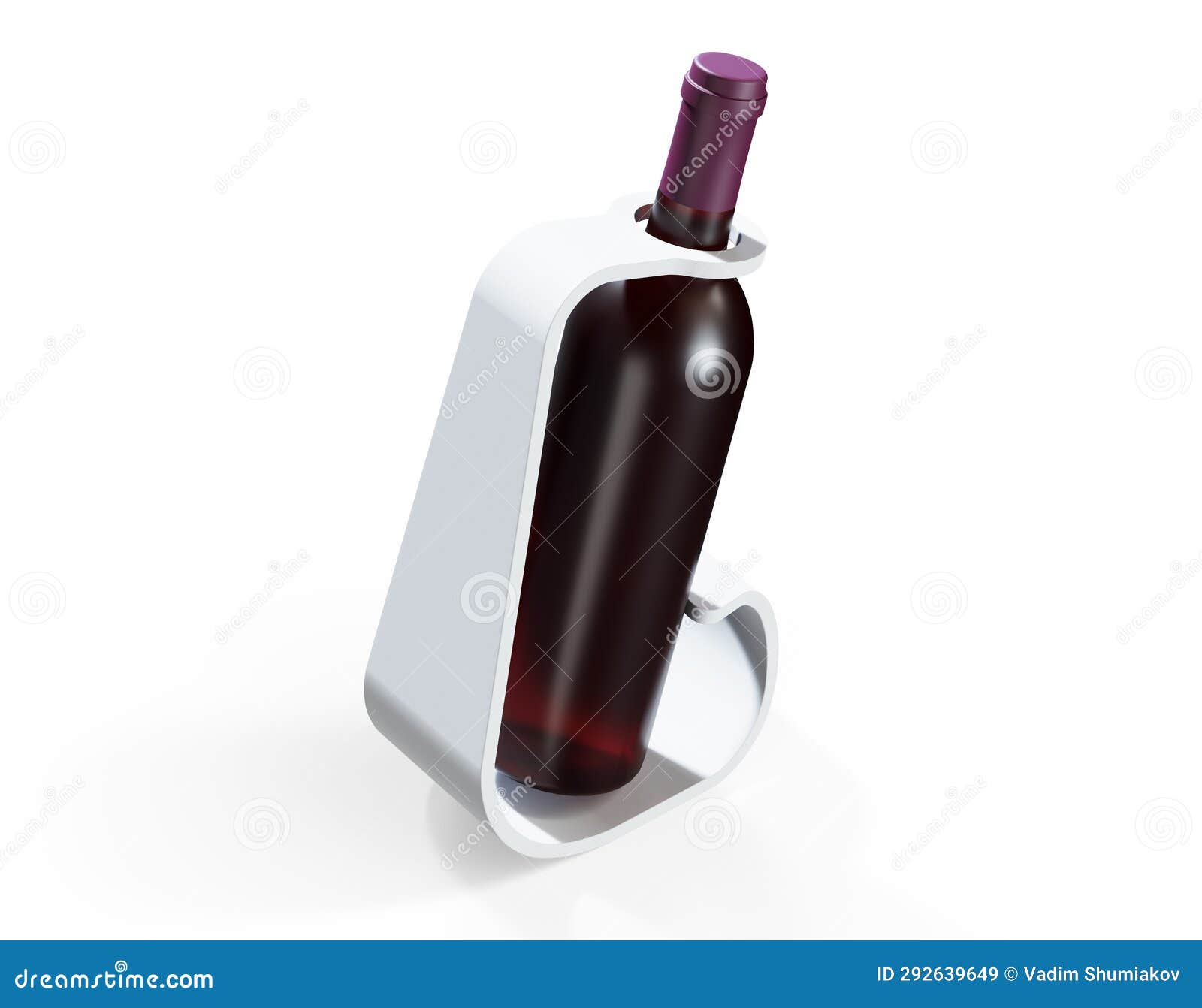 red wine blank bottles with labels 3d render