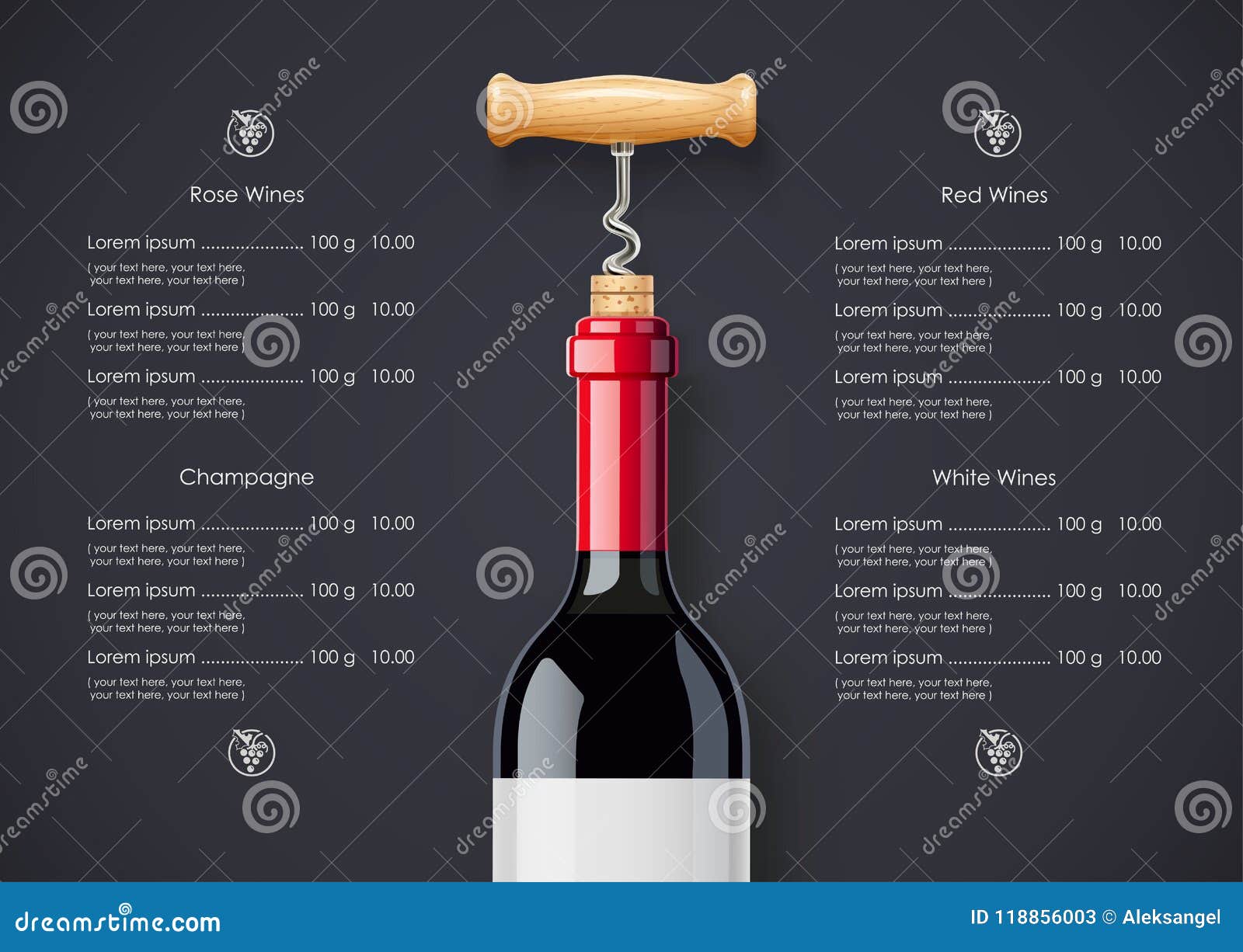 red wine list with descriptions