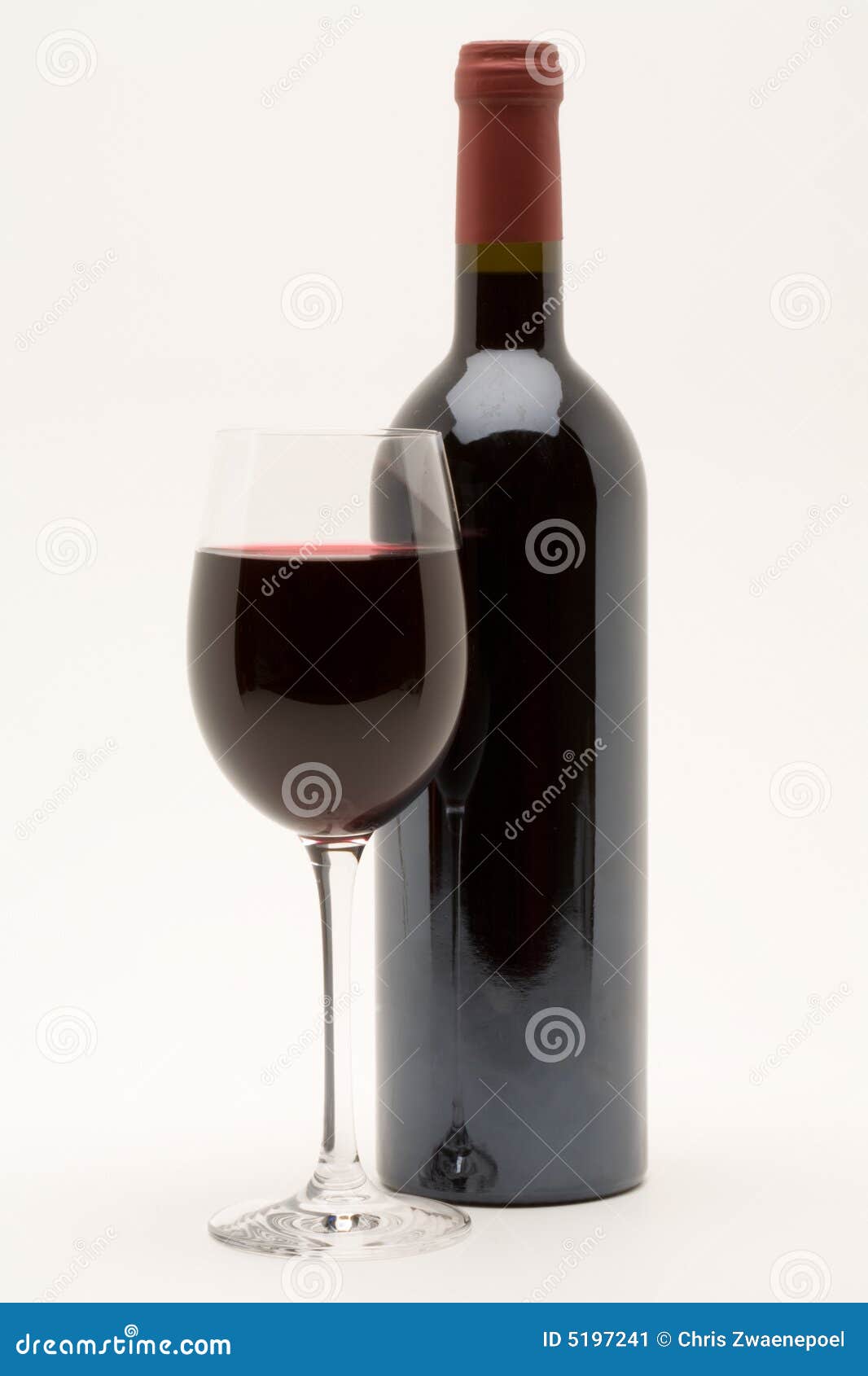 Red Wine Bottle with Filled Wineglass in Front Stock Image Image of