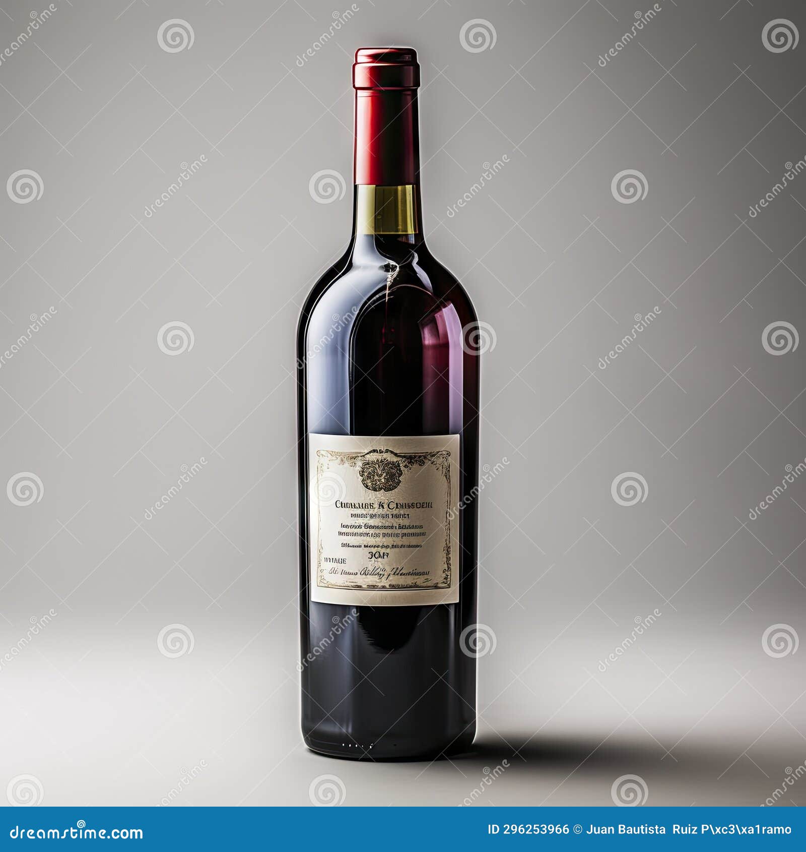 Red Wine Bottle and Glass on White Background. Stock Photo Image of
