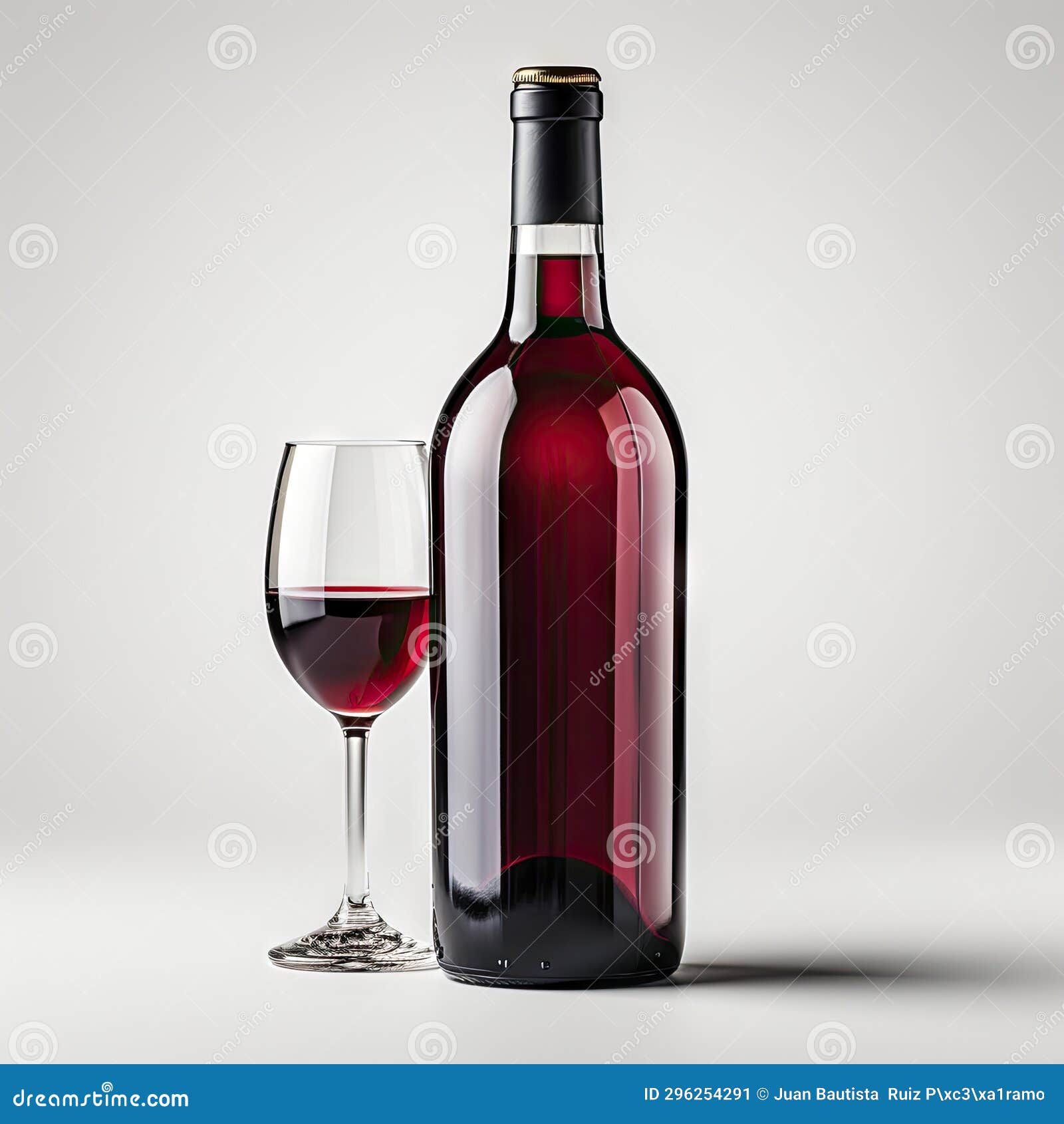 Red Wine Bottle and Glass on White Background. Stock Image Image of