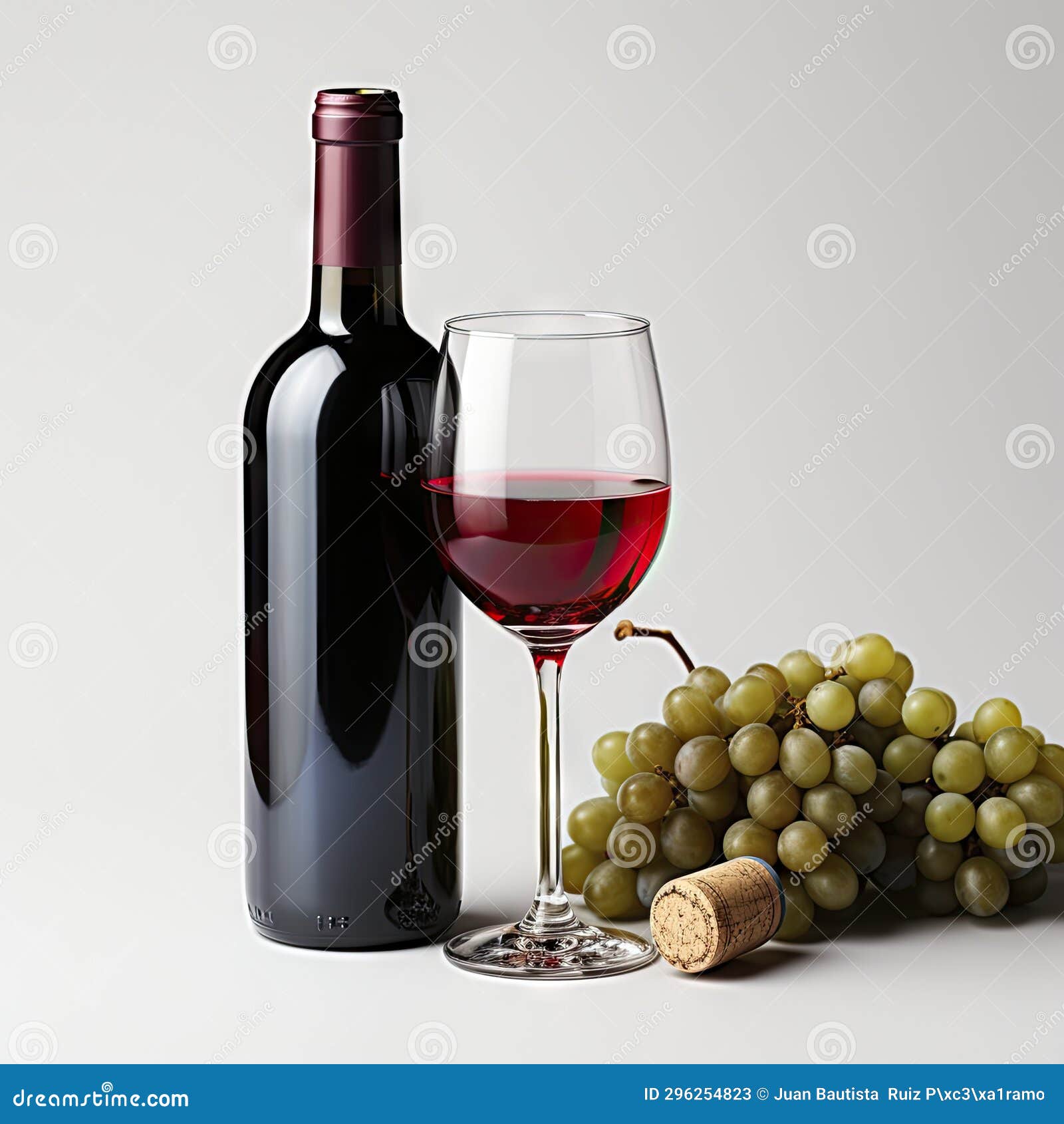 Red Wine Bottle and Glass on White Background. Stock Image Image of