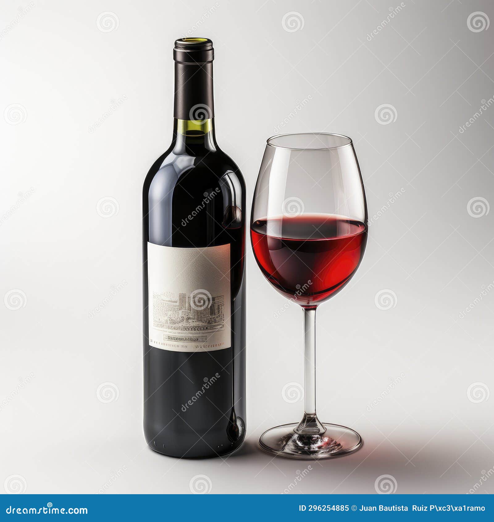 Red Wine Bottle and Glass on White Background. Stock Image Image of