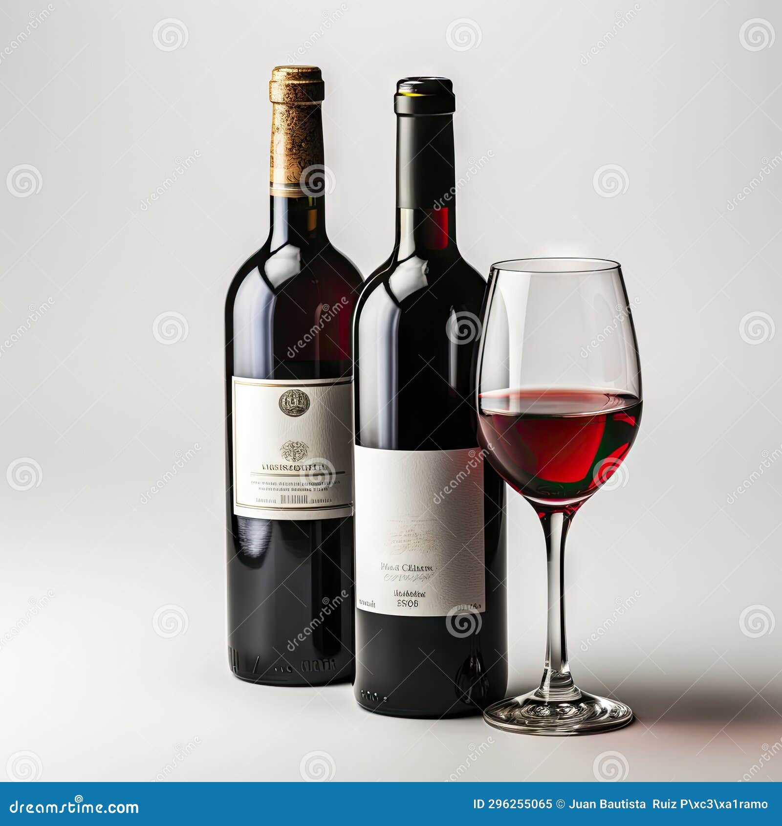 Red Wine Bottle and Glass on White Background. Stock Image Image of