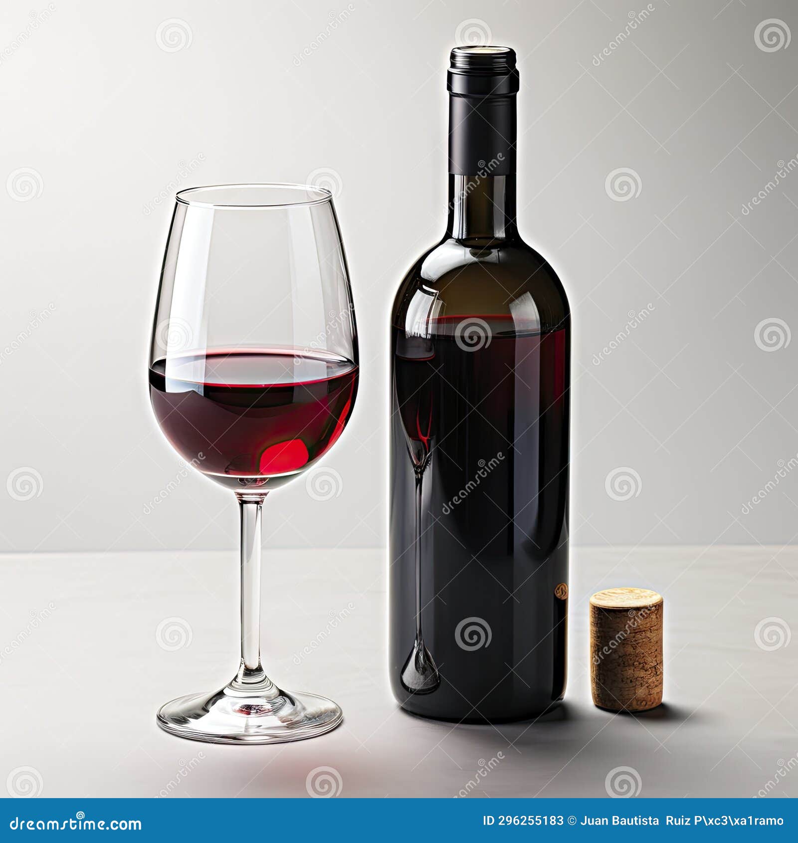 Red Wine Bottle and Glass on White Background. Stock Image Image of
