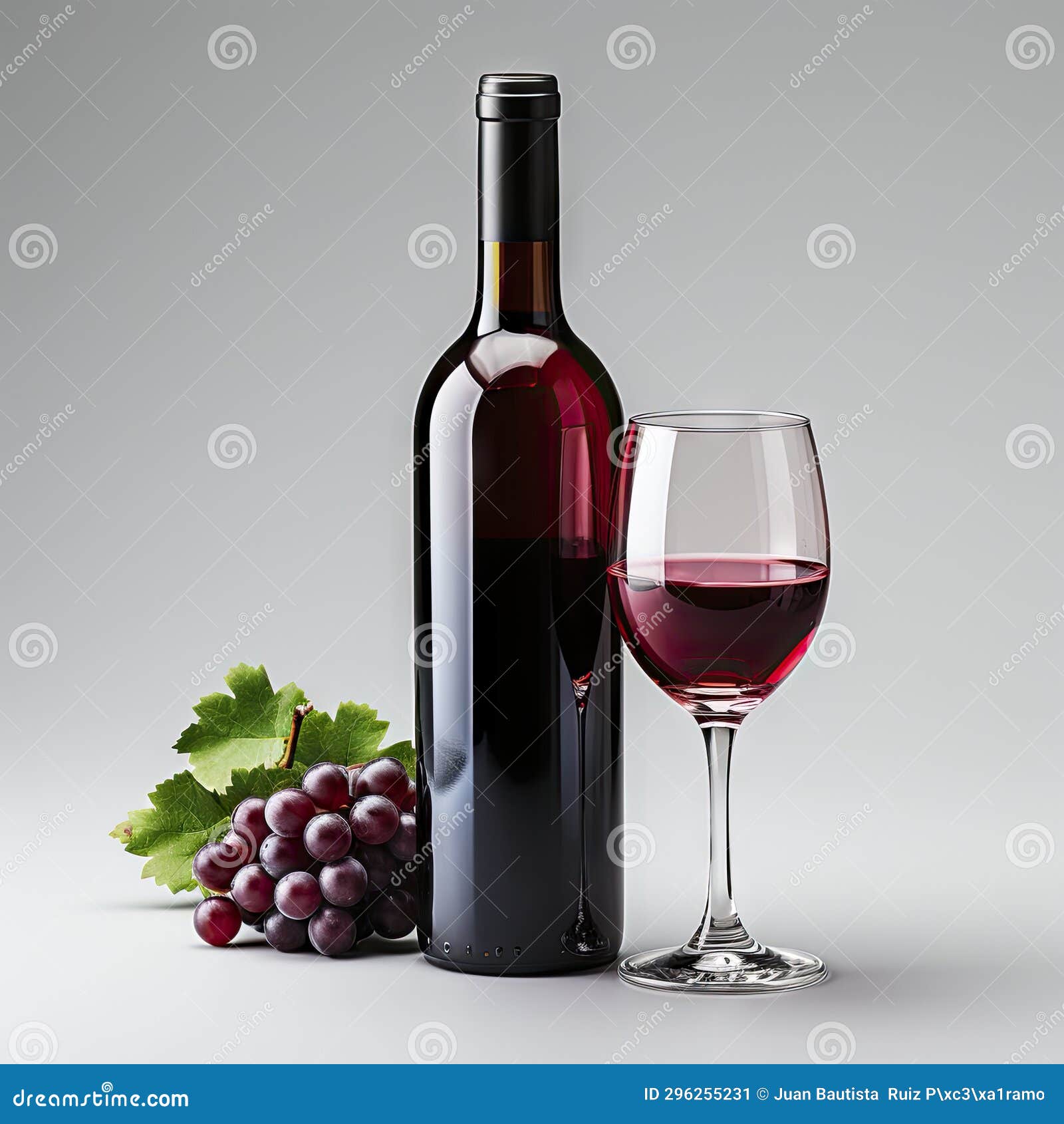 Red Wine Bottle and Glass on White Background. Stock Image Image of