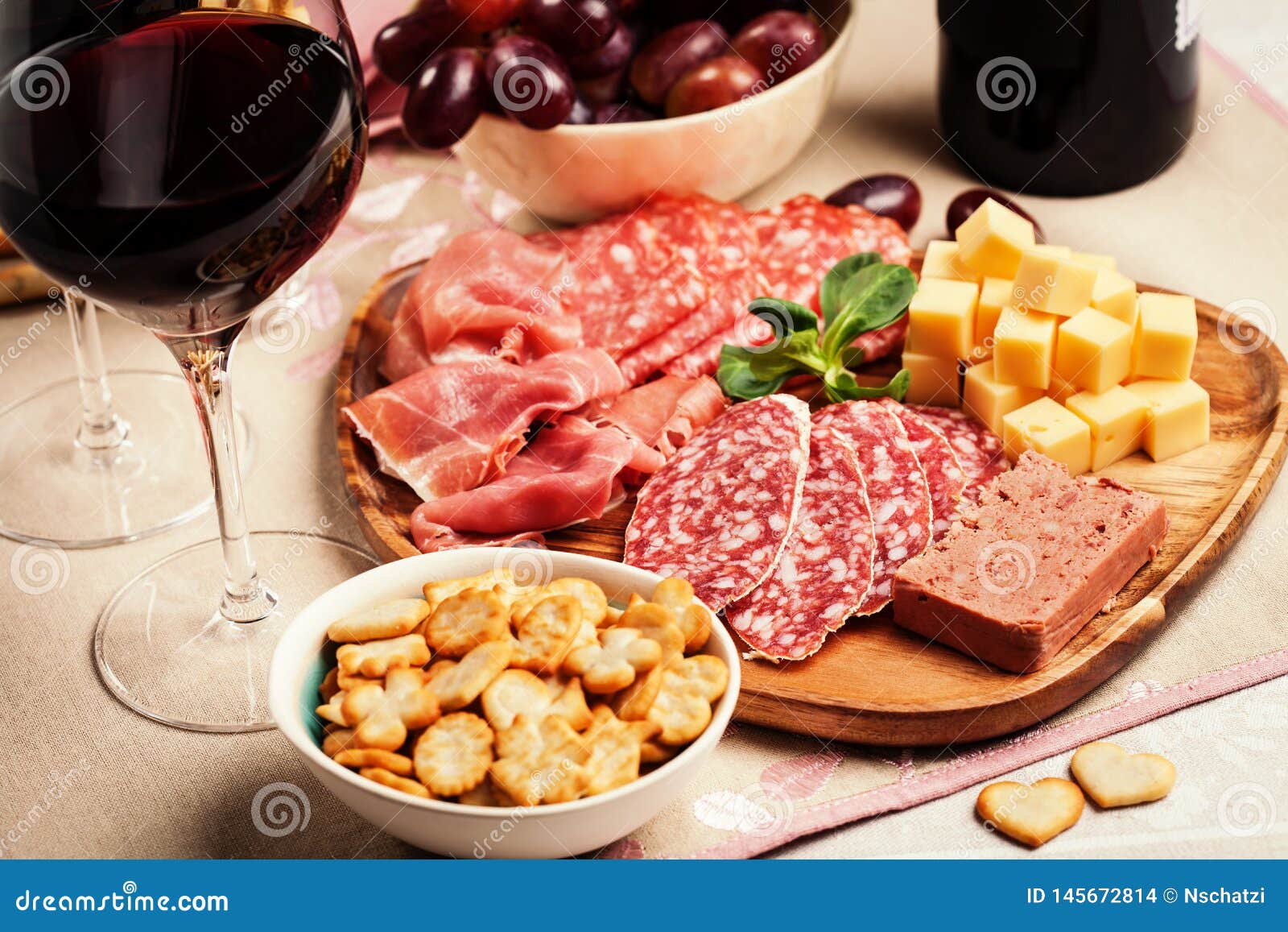 Red Wine with Charcuterie and Cheese Stock Photo Image of buffet, mediterranean 145672814