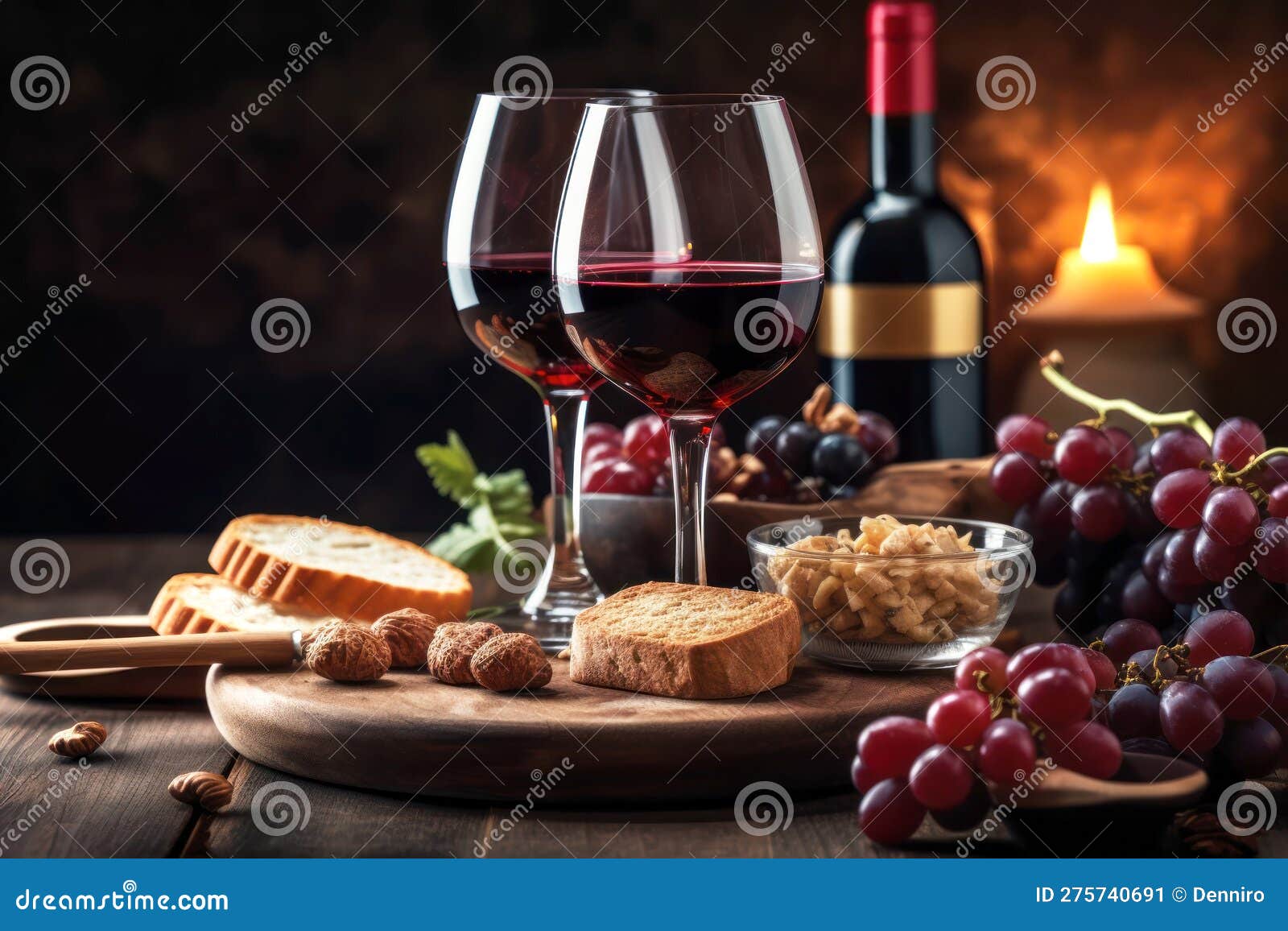 Red Wine and Food Composition Stock Illustration Illustration of food