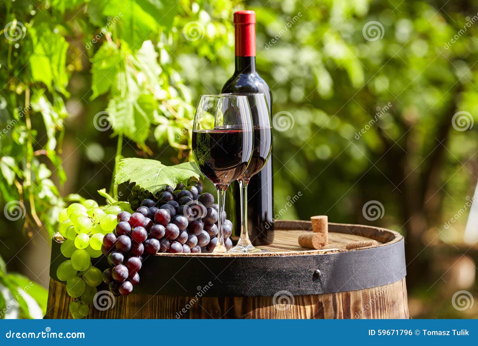 Red Wine On Garden Terrace Stock Photo - Image: 59671796