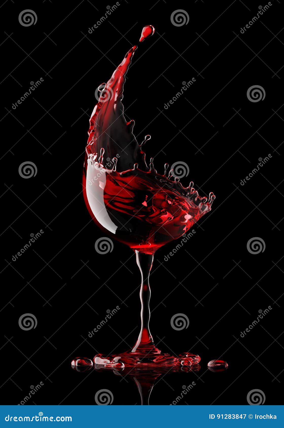Red Wine Glass on Black Background Stock Illustration Illustration of
