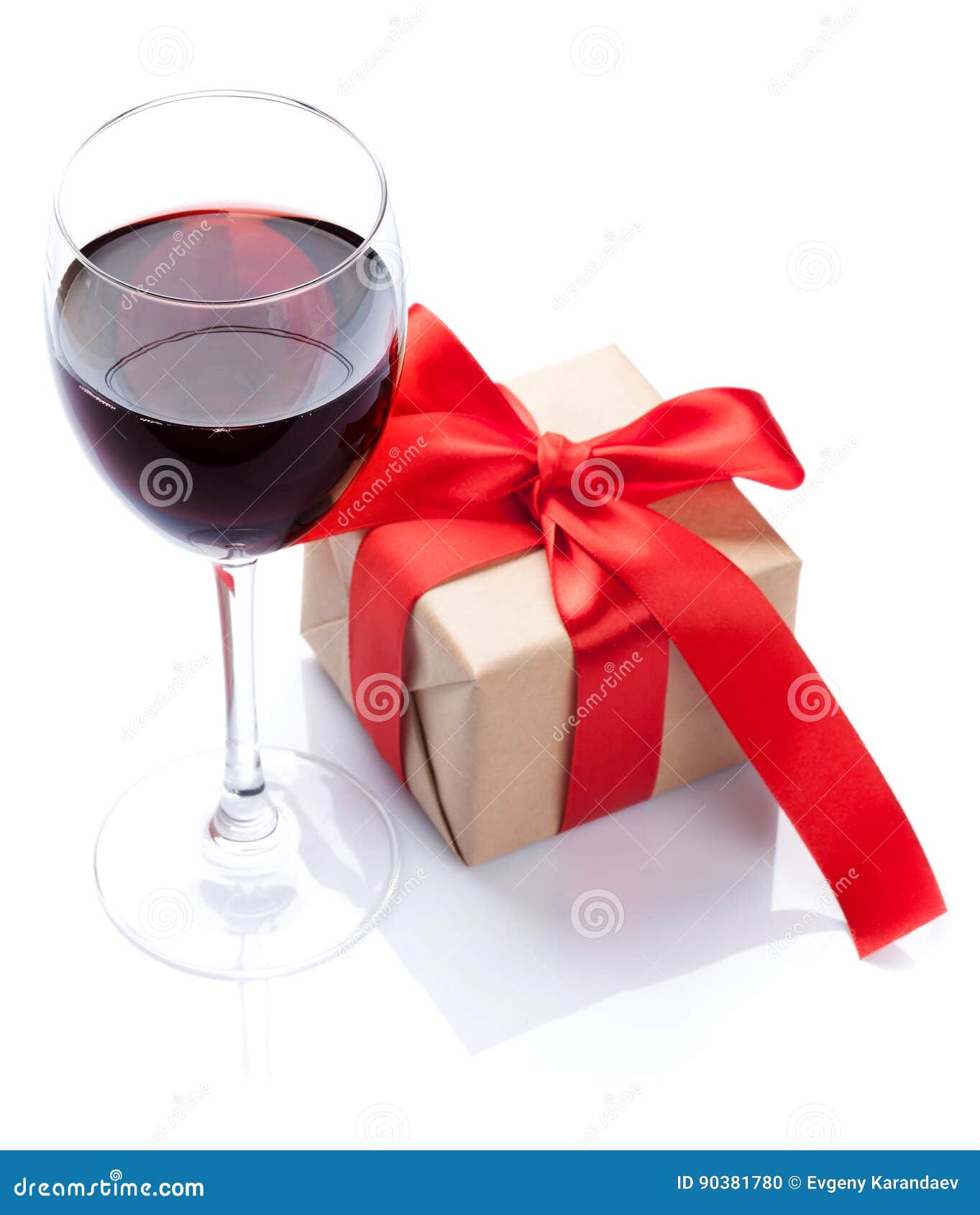 Red Wine Glass and Gift Box Stock Photo Image of alcohol, white 90381780