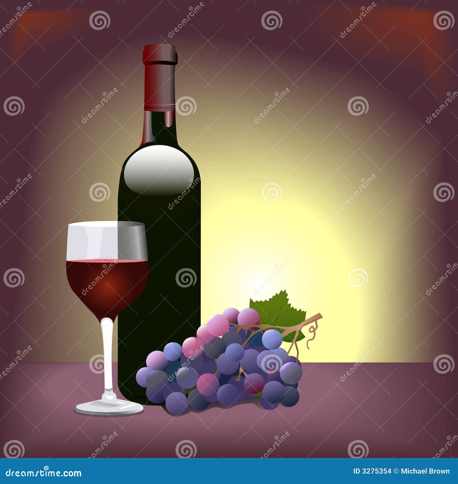 Red Wine Glass Grapes stock vector. Illustration of pinot - 3275354