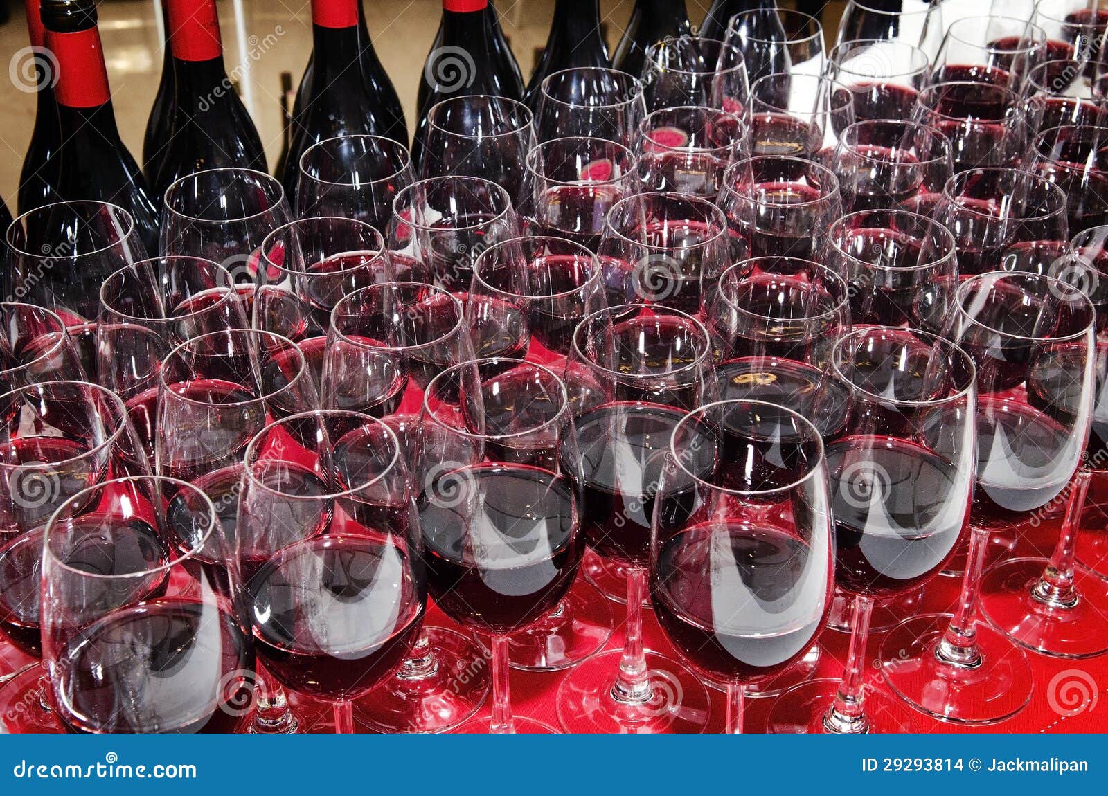 Red Wine Glasses and Bottles Stock Photo Image of cocktail, gourmet