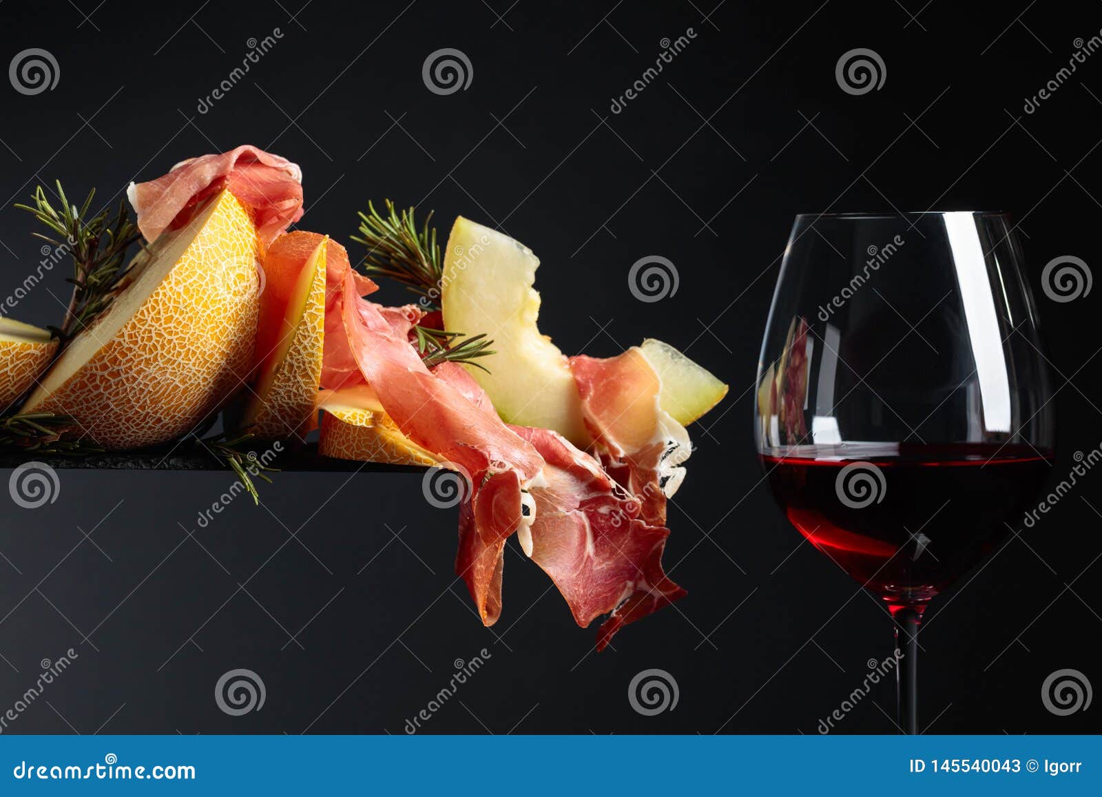 Red Wine with Prosciutto and Melon Stock Image Image of cuisine, diet