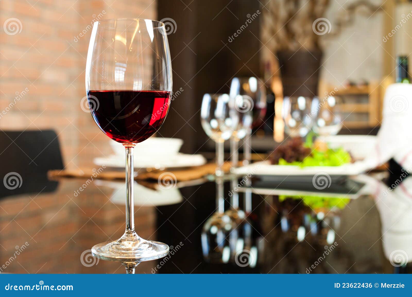 Red wine in Restaurant stock photo. Image of romantic 23622436