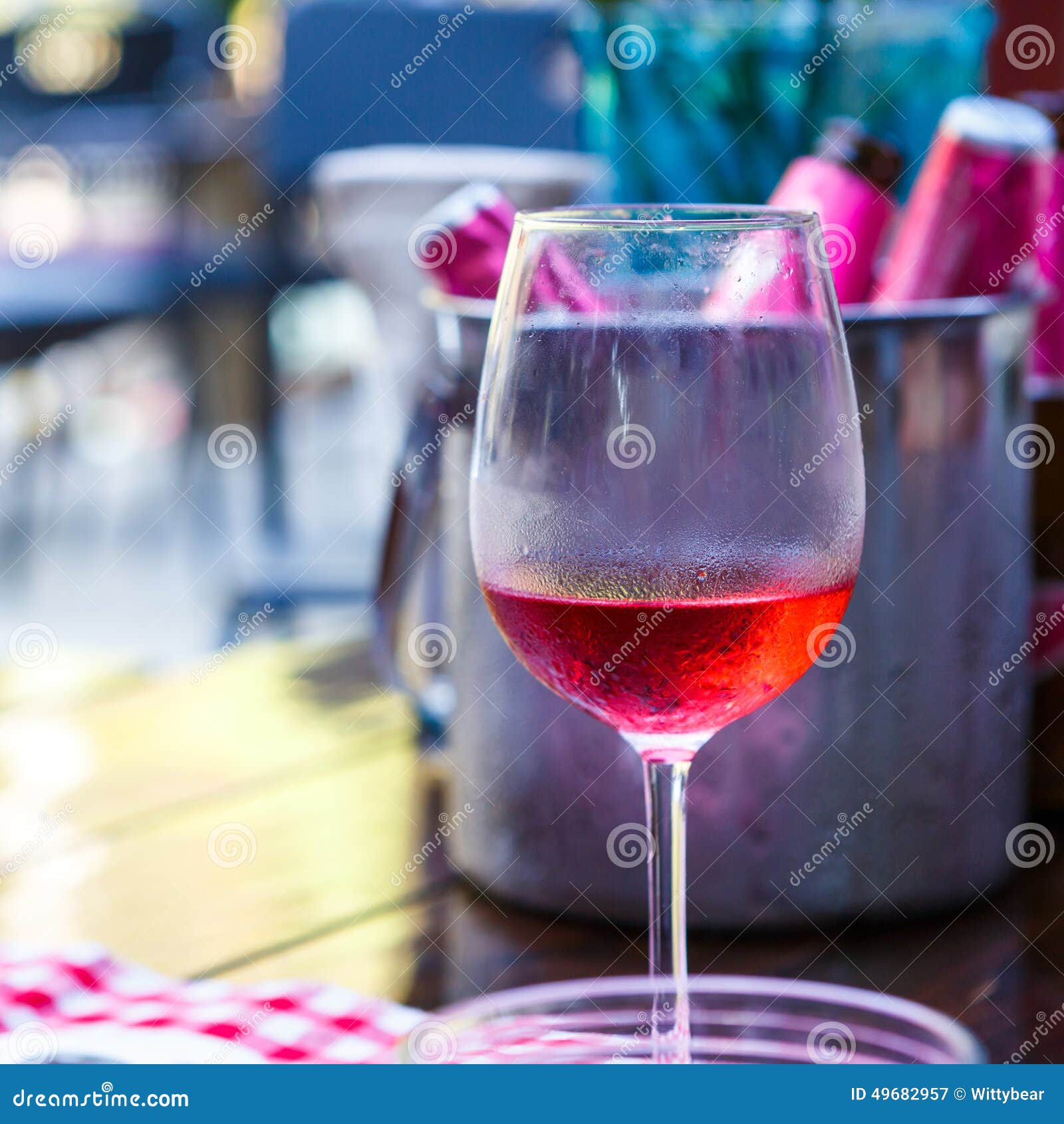 Red wine in restaurant stock image. Image of rose, white 49682957