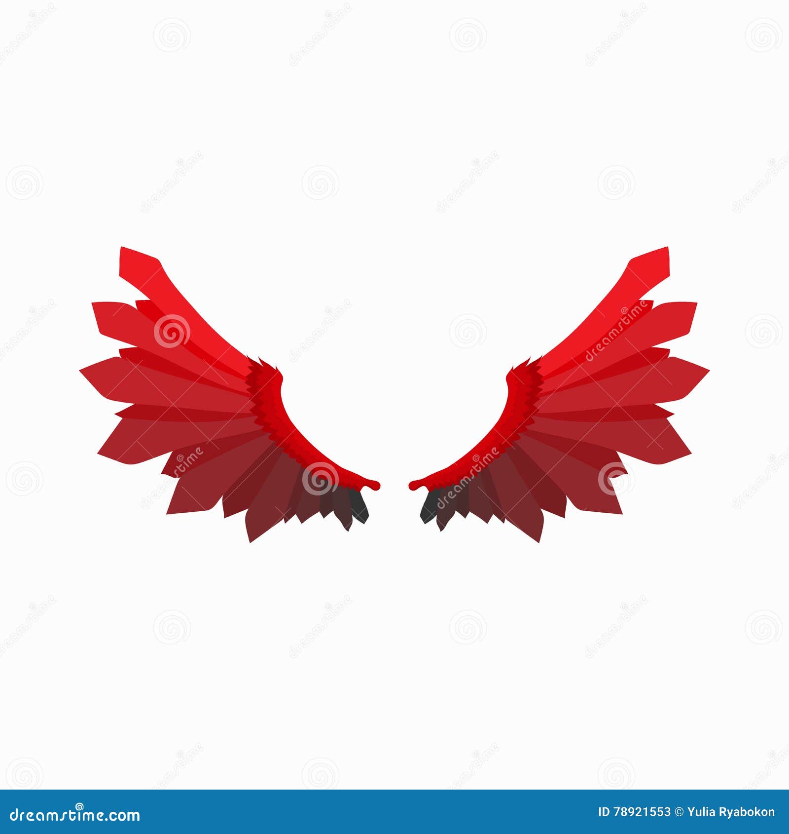 Red Wings of Devil Icon, Cartoon Style Stock Vector Illustration of