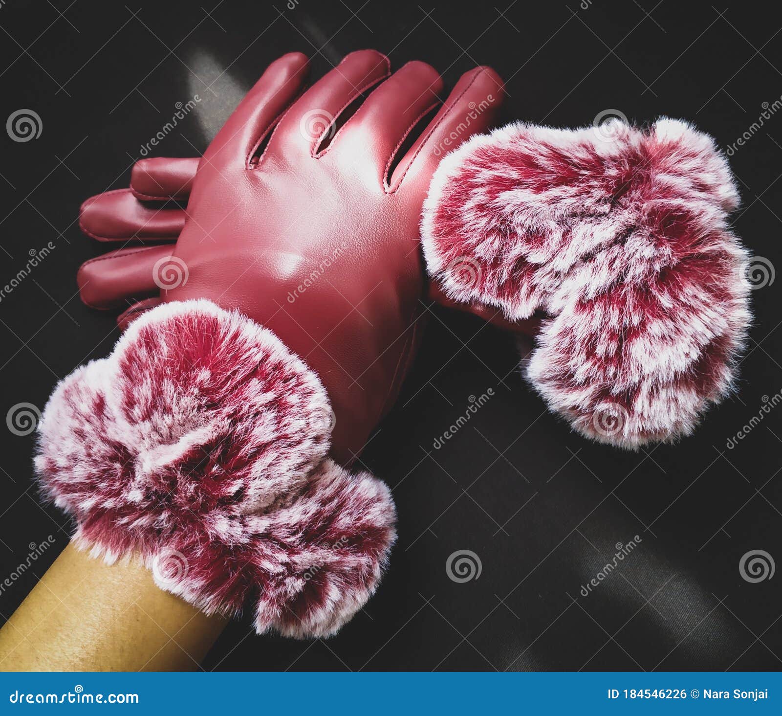 Red Winter gloves stock photo. Image of plant, flower 184546226