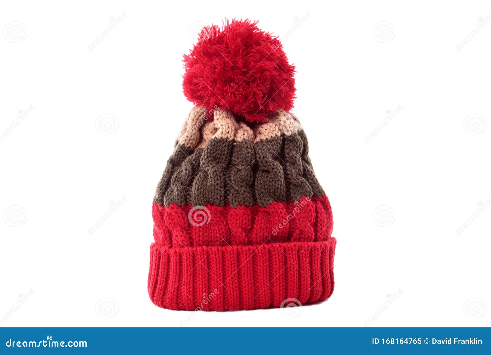 Red Winter Knit Ski Hat Isolated White Stock Image - Image of ...
