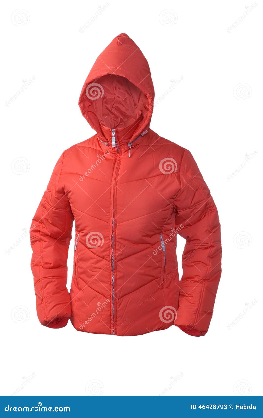 Red winter padded jacket stock image. Image of textile - 46428793