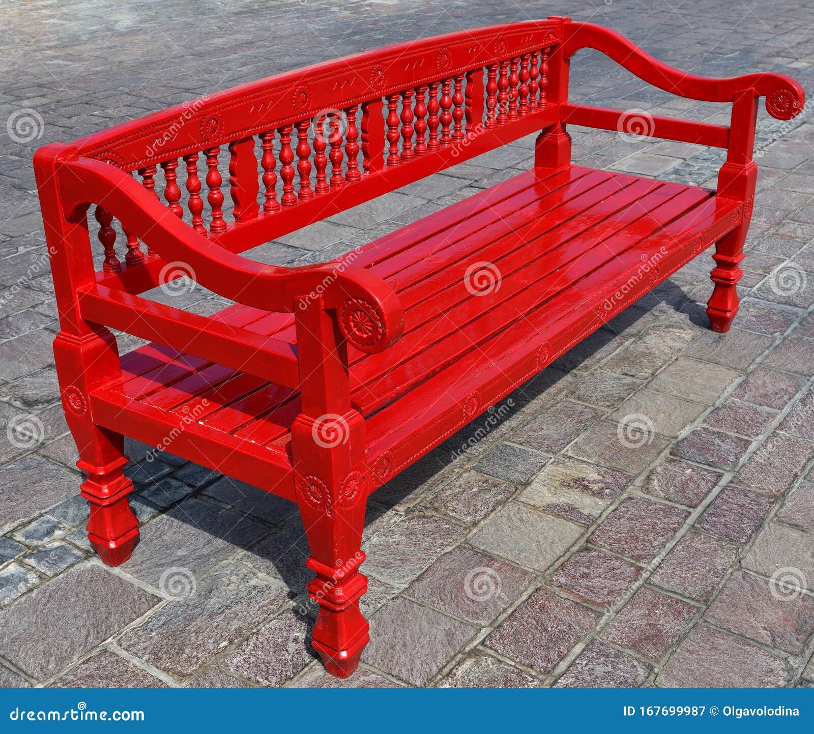 Red Wooden Bench Outdoors in Doha, Qatar Stock Image Image of wooden