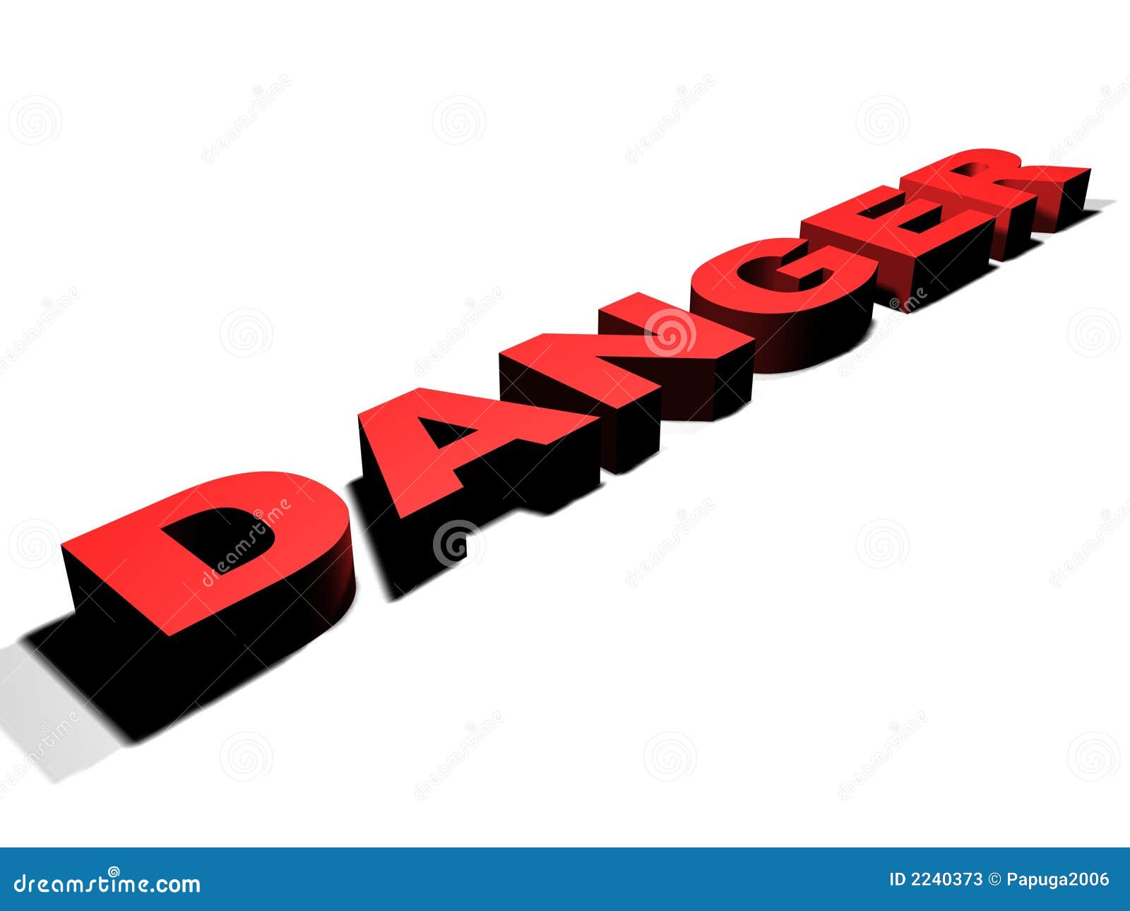Red word danger. Illustration of three dimensional word danger in red; white background and copy space.