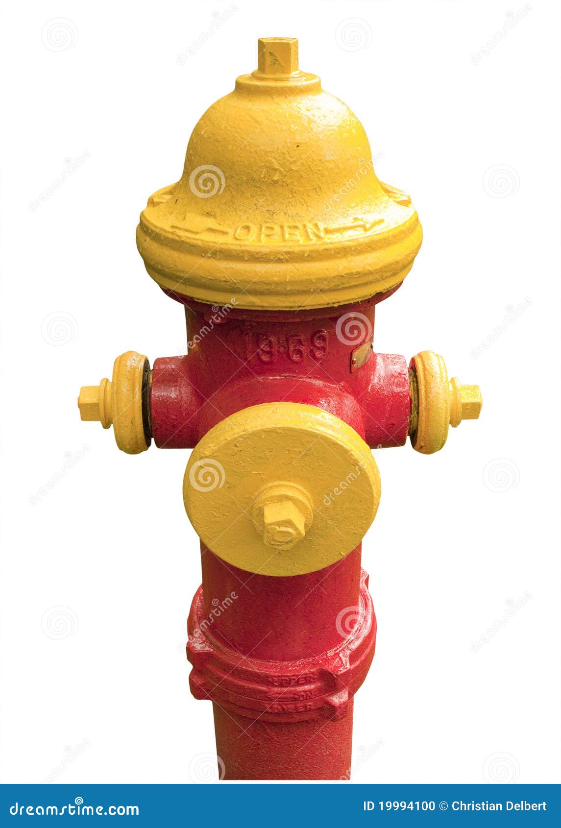 Red and Yellow Fire Hydrant, Isolated Stock Photo Image of fire