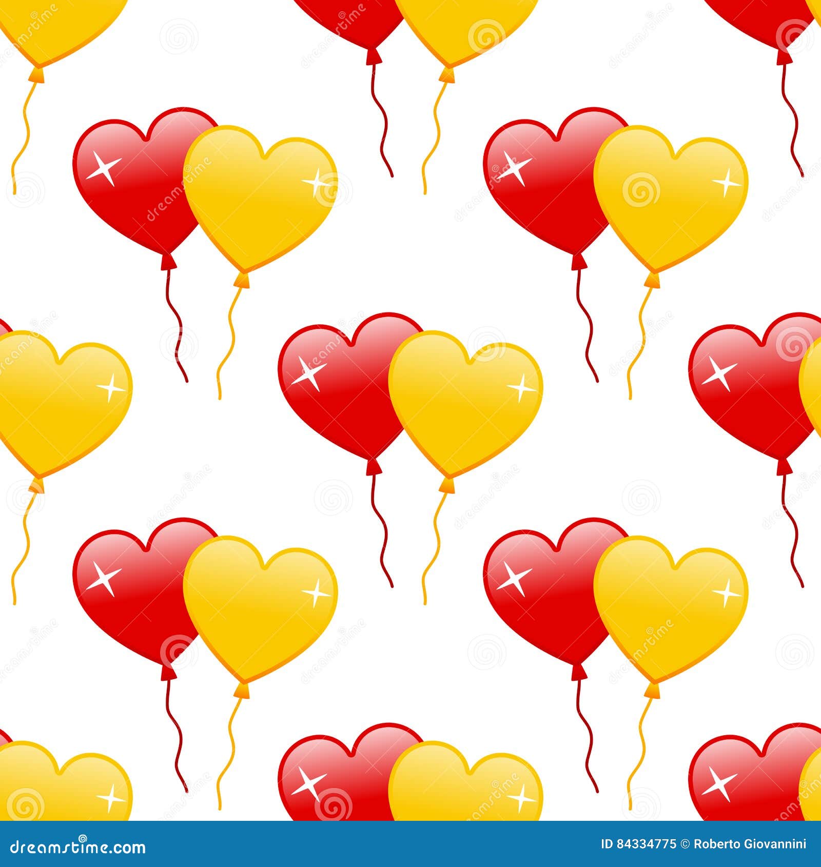 Red & Yellow Heart Balloons Seamless Stock Vector Illustration of