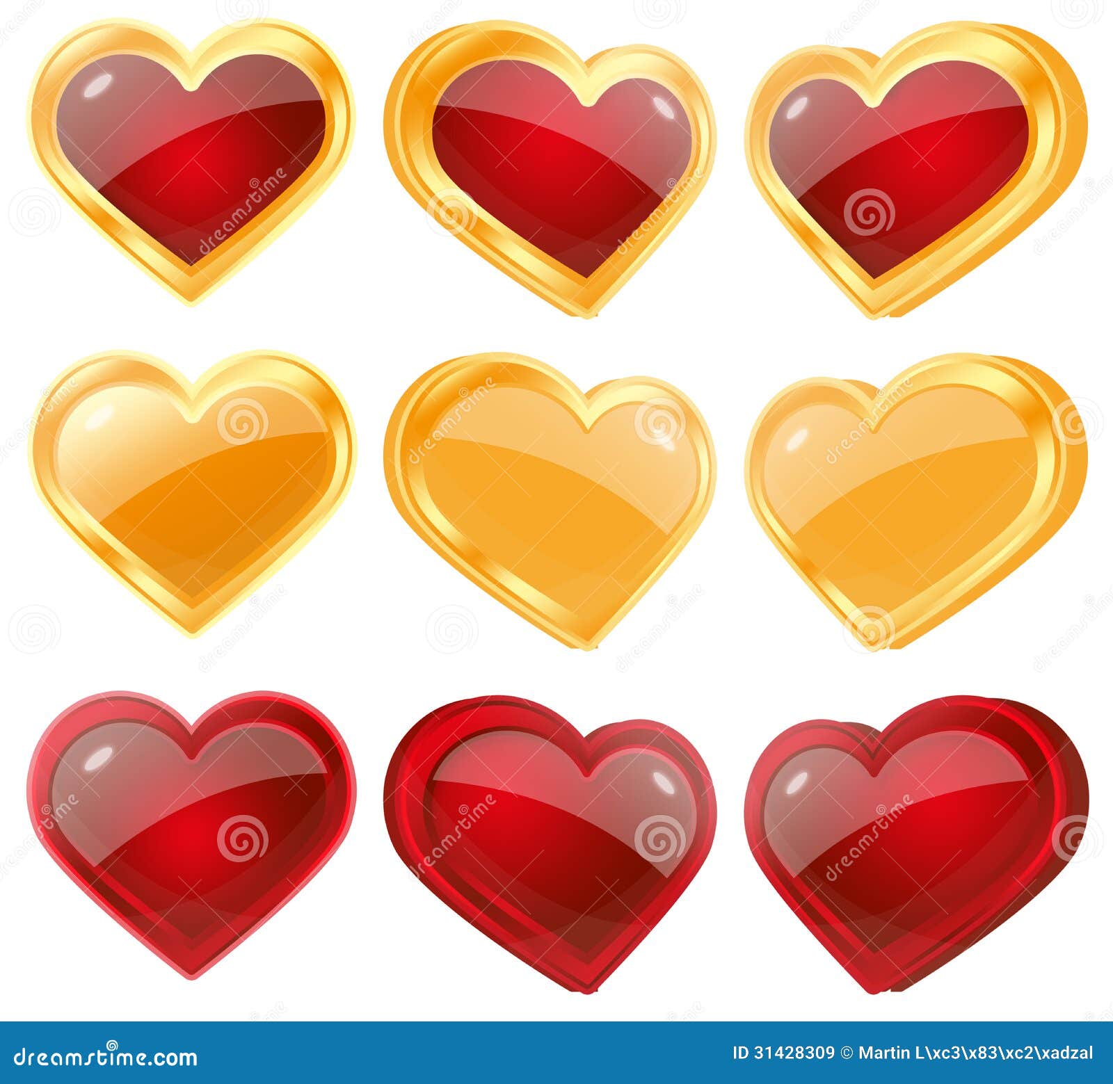 Red and yellow hearts stock illustration. Illustration of feeling