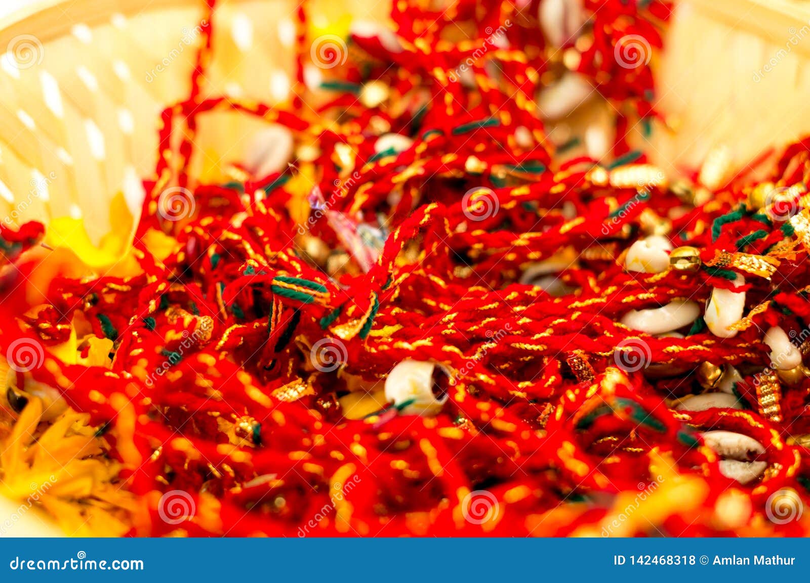 Red Yellow Sacred Hindu Threads To Be Tied on the Wrist for Protection  Stock Photo - Image of hindu, hinduism: 142468318