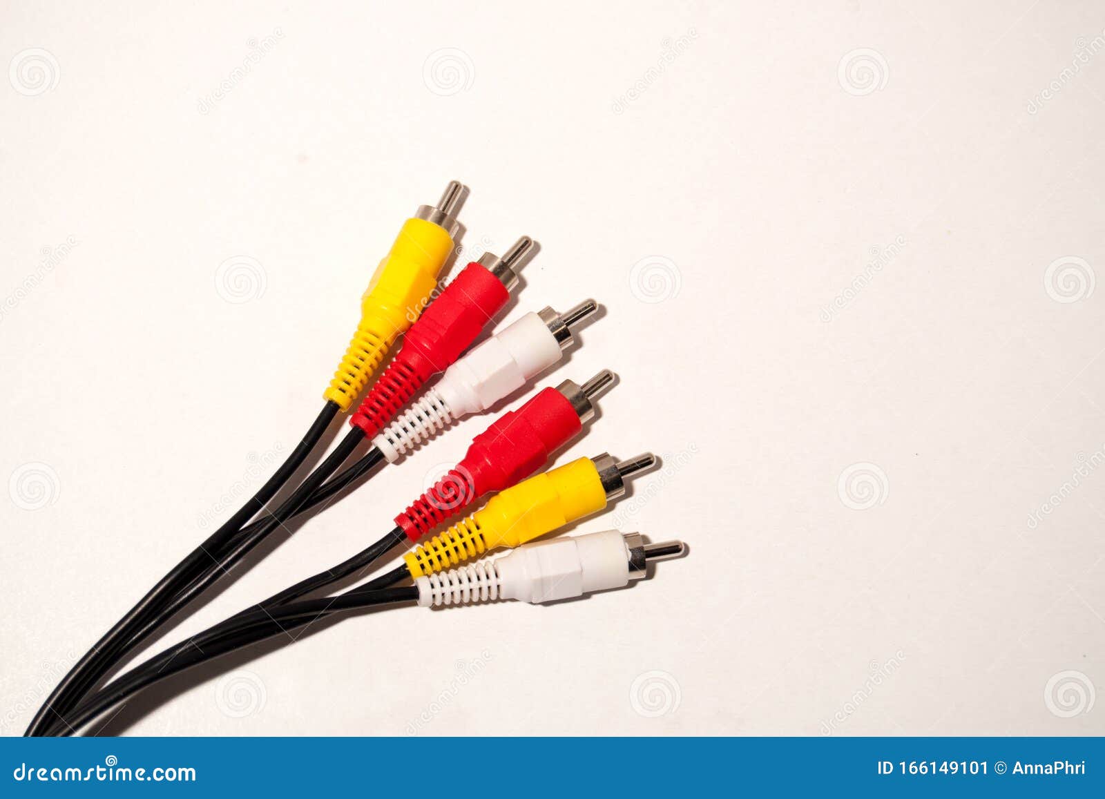 Red Yellow And White Cable. Audio Video Cable RCA Jack Stock Image