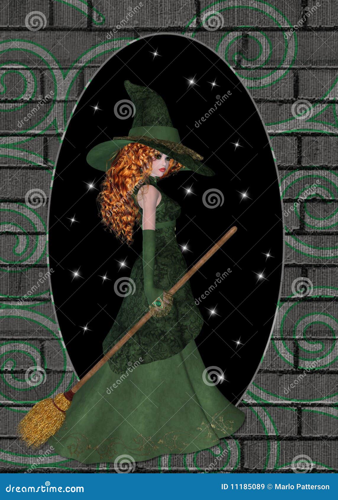 redhaired witch and brickwall