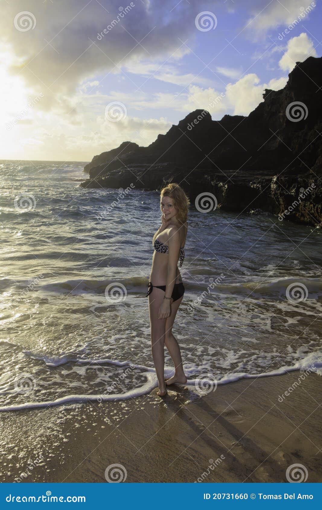 hulkende Smuk kvinde salgsplan Redhead in a Bikini at the Beach Stock Photo - Image of female, pacific:  20731660