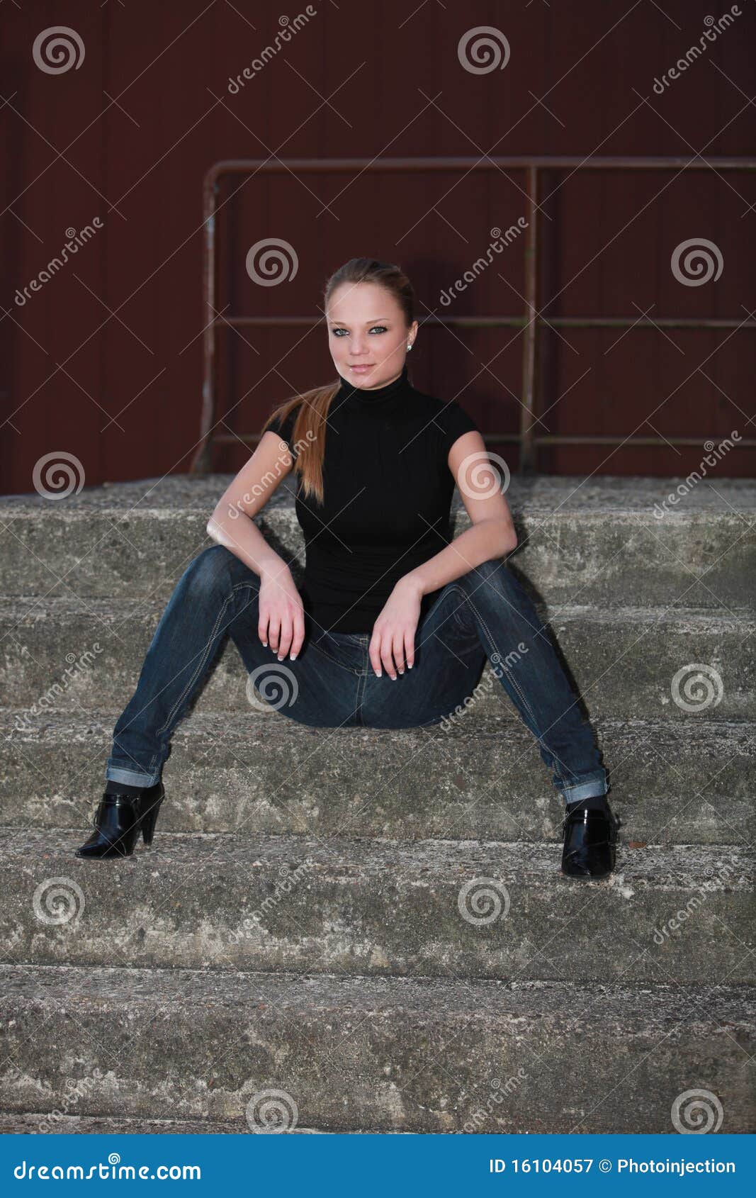 Redhead Blue Jeans Stock Image Image Of Fleece Looking