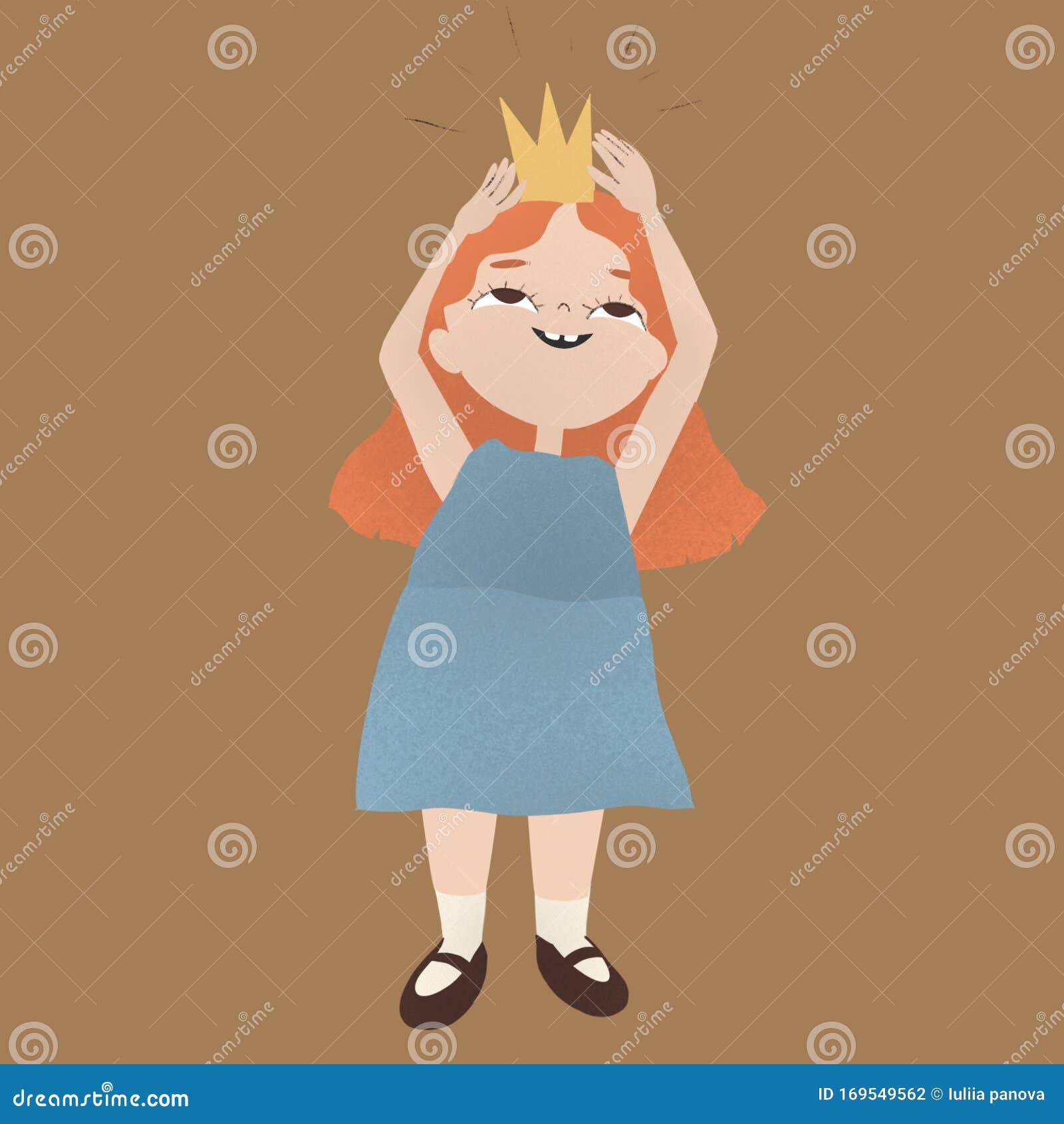 Redhead Girl Draagt Een Kroon Voor Feestelijke Ontwerpen