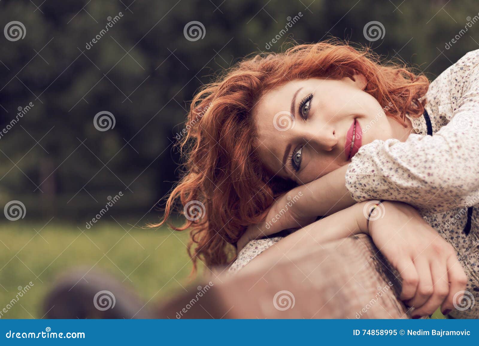 Redhead Girl In Park Stock Image Image Of Lifestyle 74858995 