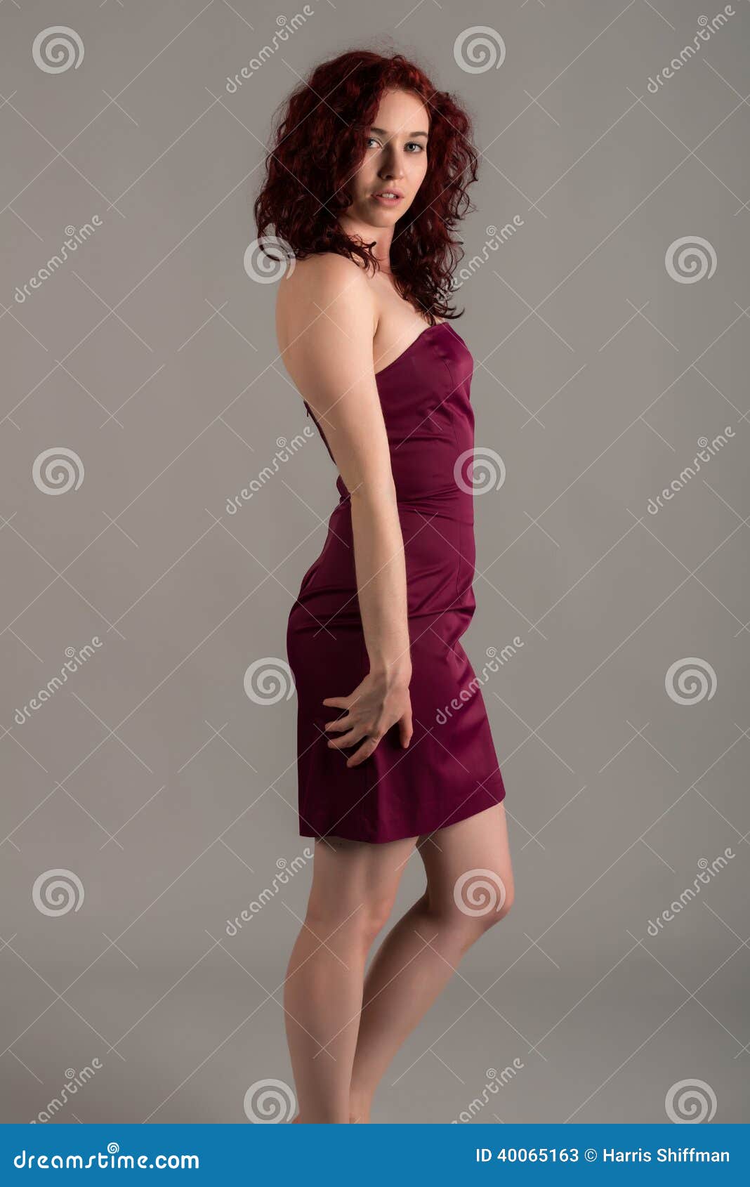 Redhead stock image. Image of lovely, purple, strapless 40065163