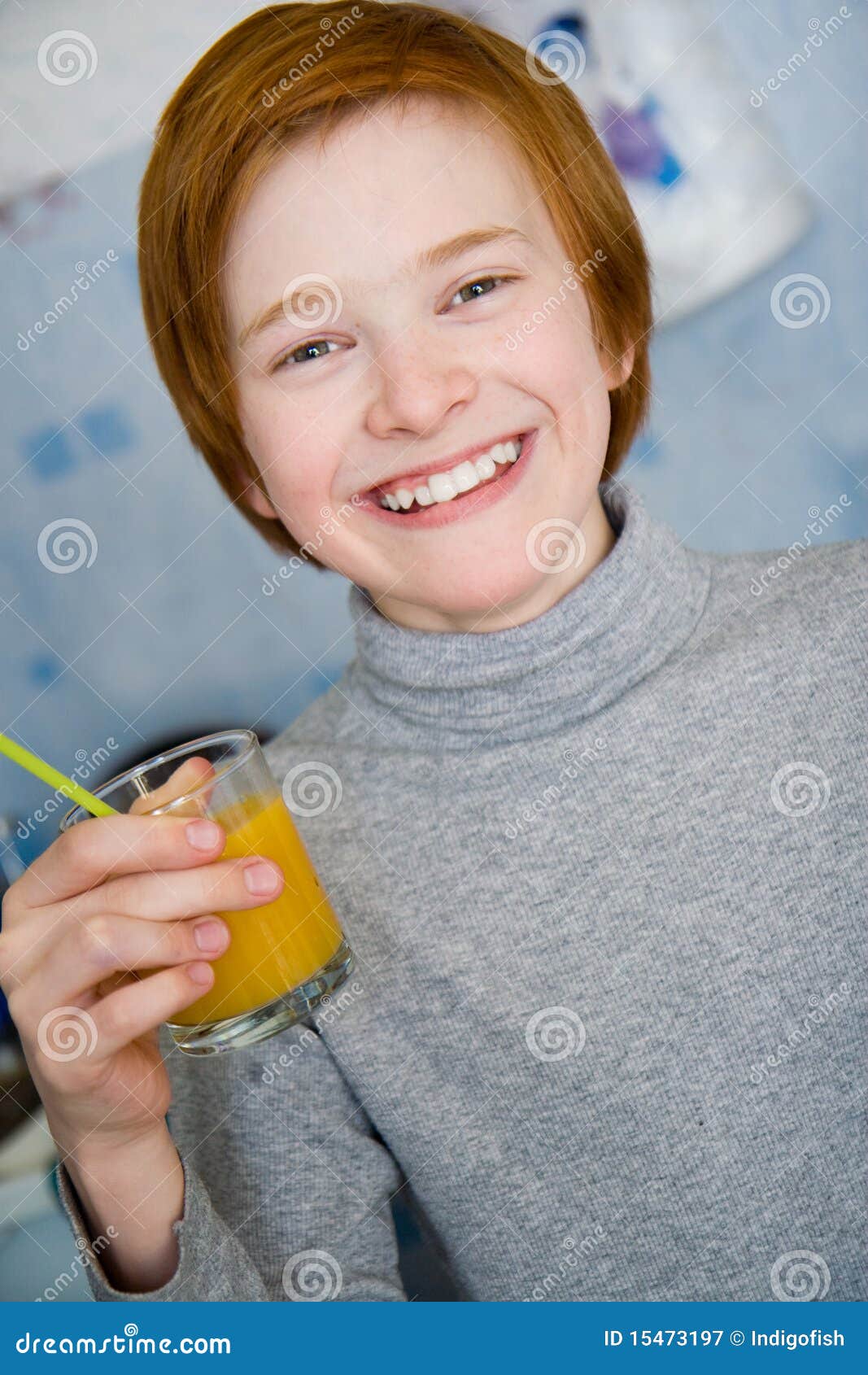 Redhead Teen Drinking Juice Stock Image Image of morning, beautiful