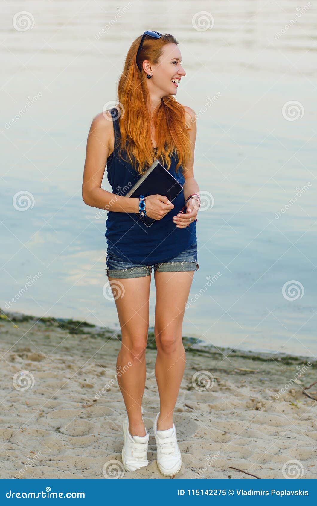 Redhead Woman In Jeans Shorts Stock Image Image Of