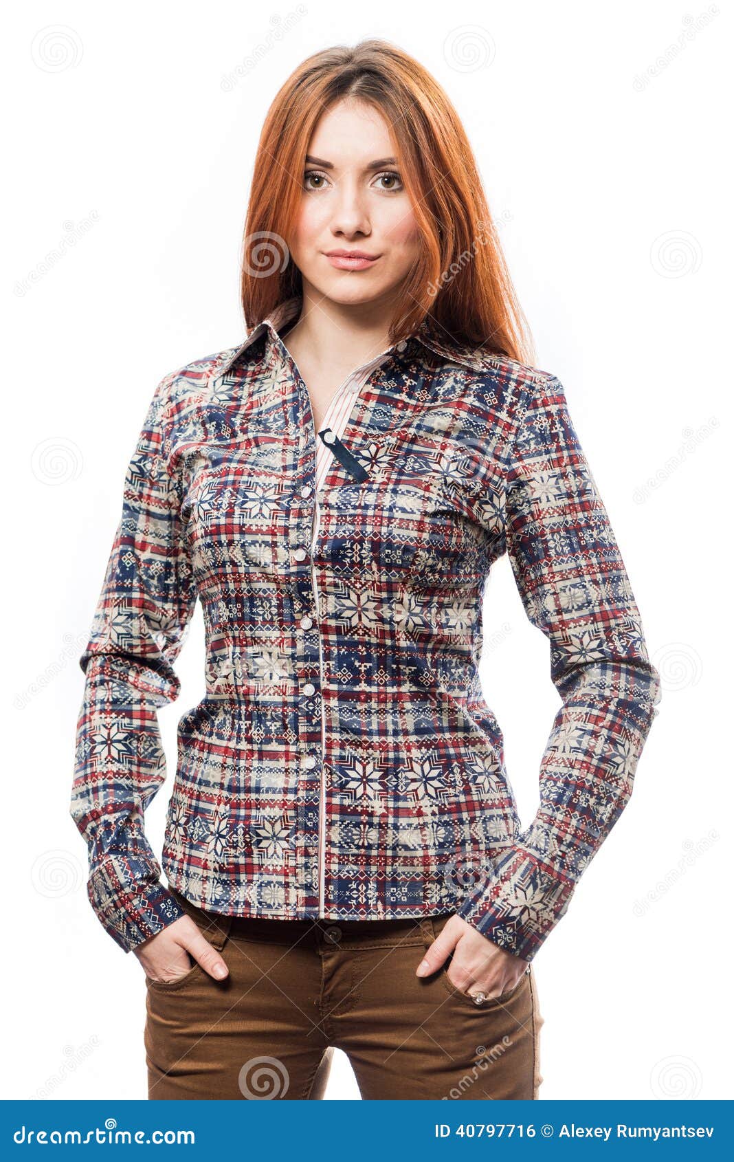 Redhead woman in shirt stock photo. Image of gorgeous - 40797716