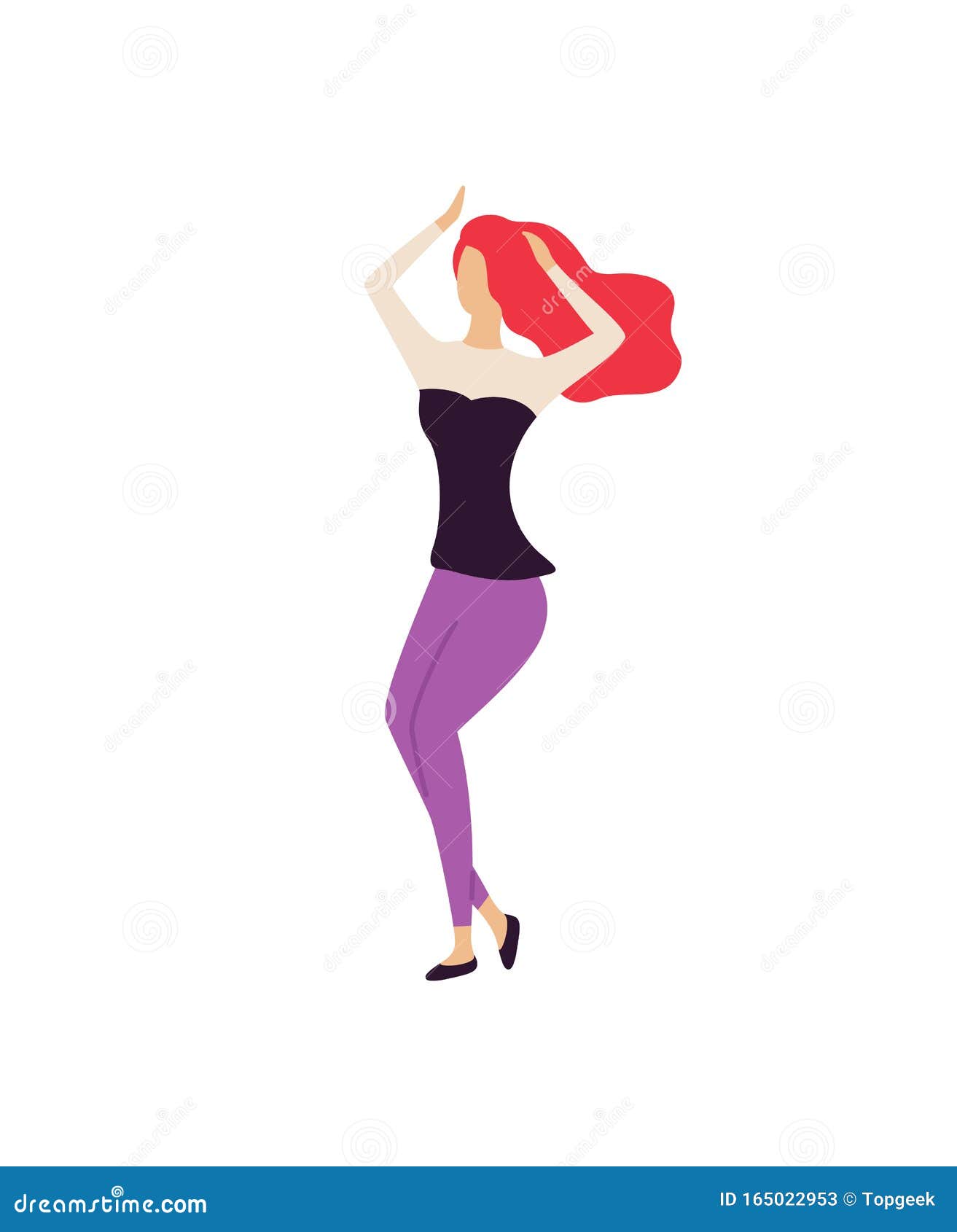Redhead Woman in Trousers and Shirt Cute Dancing Stock Vector ...