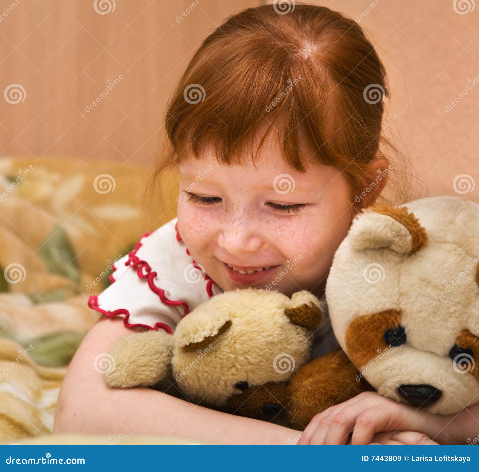 Redheaded Child with Teddy Bears Stock Image - Image of young, bear ...