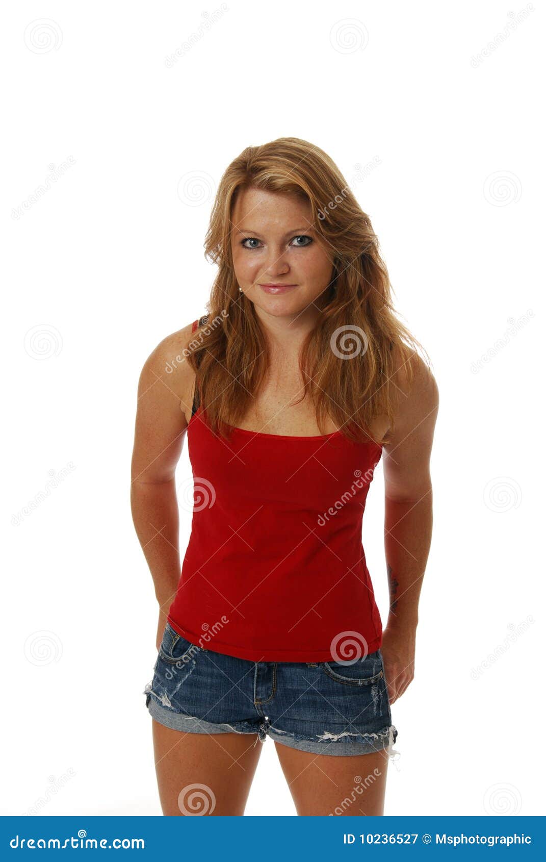 Redheaded girl in shorts stock image. Image of shorts 10236527
