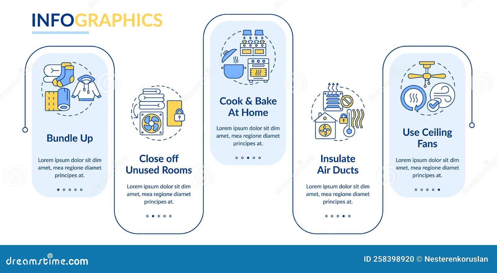 Reduce Heating Bill Costs Rectangle Infographic Template Stock Vector