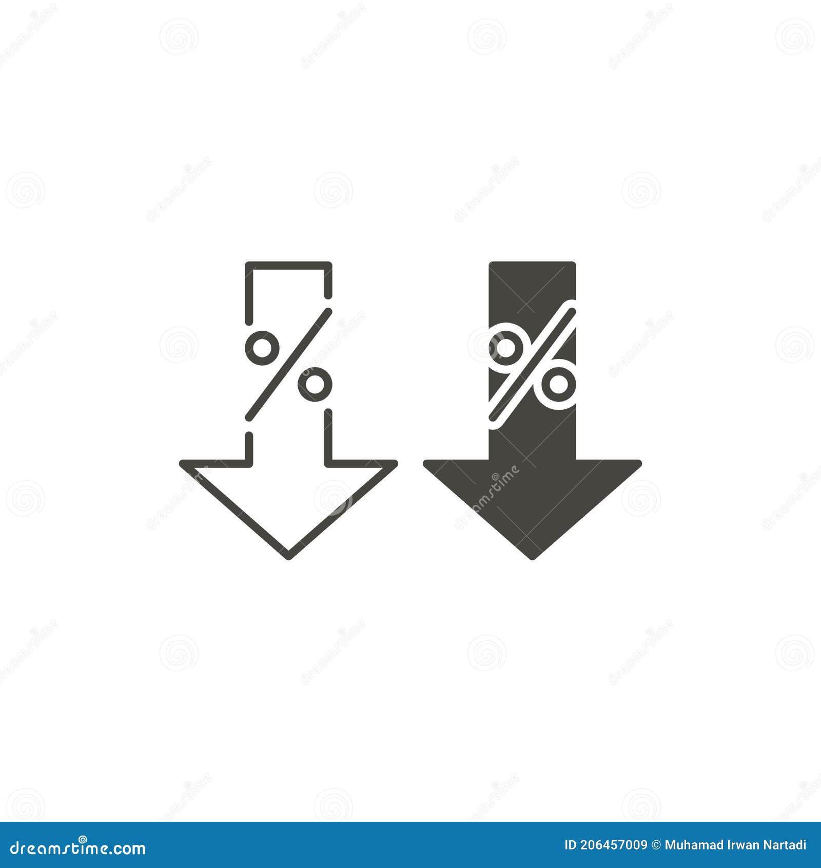 Reduction Percentage, Percent Down Arrow. Vector Icon Template Stock ...