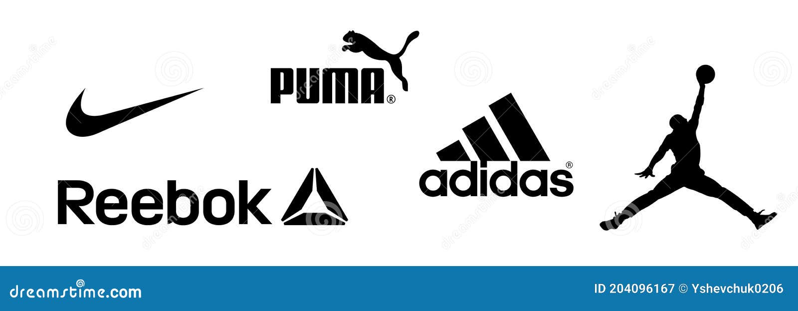 Reebok Nike Jordan Adidas Puma Logos Equipos Deportivos Y Empresa De Ropa Deportiva. Kyiv Ucrania 6 De Diciembre De Fotografía editorial - Ilustración de puma, equipo: 204096167