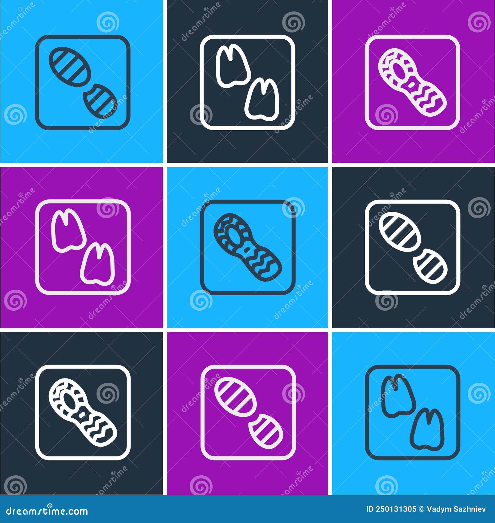 Reeks De Voetsporen Van De Lijnmens Schoenen En Het Pictogram Van De Kamelenpoot. Vector Vector Illustratie - Illustration Of Illustratie, Voet: 250131305